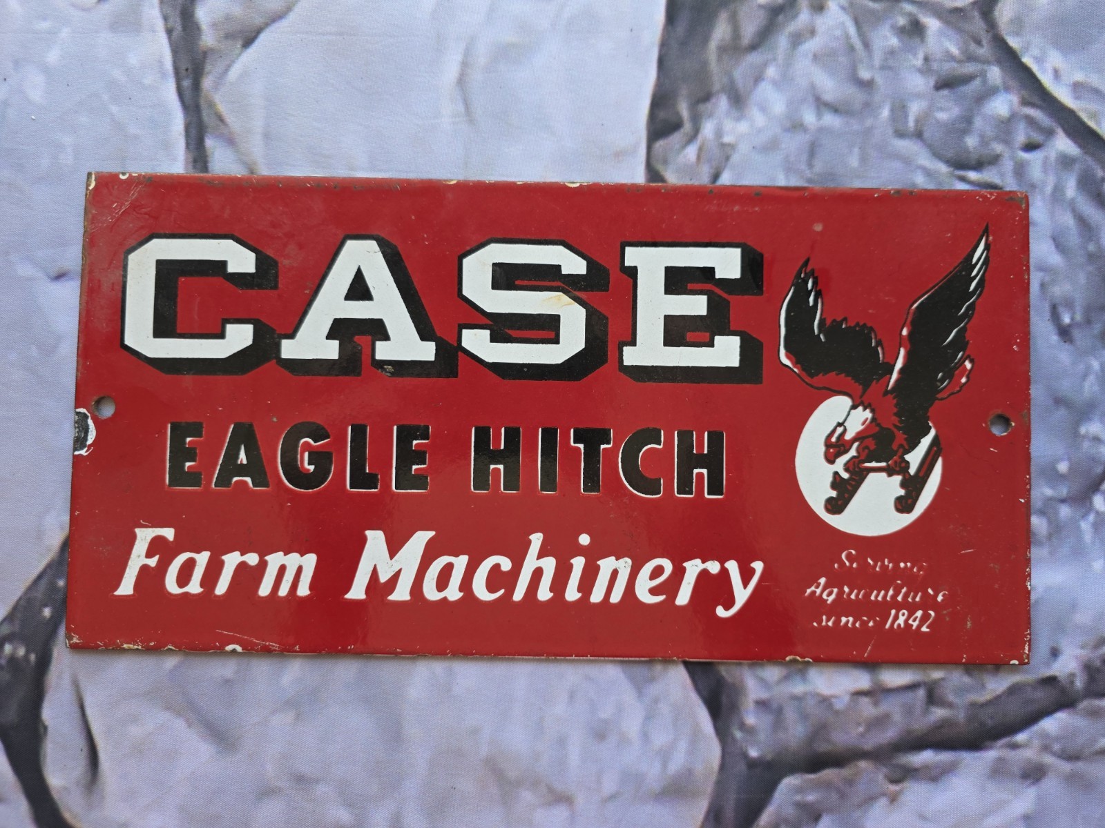 LARGE VINTAGE CASE TRACTORS EAGLE PORCELAIN FARM MACHINE SIGN 12