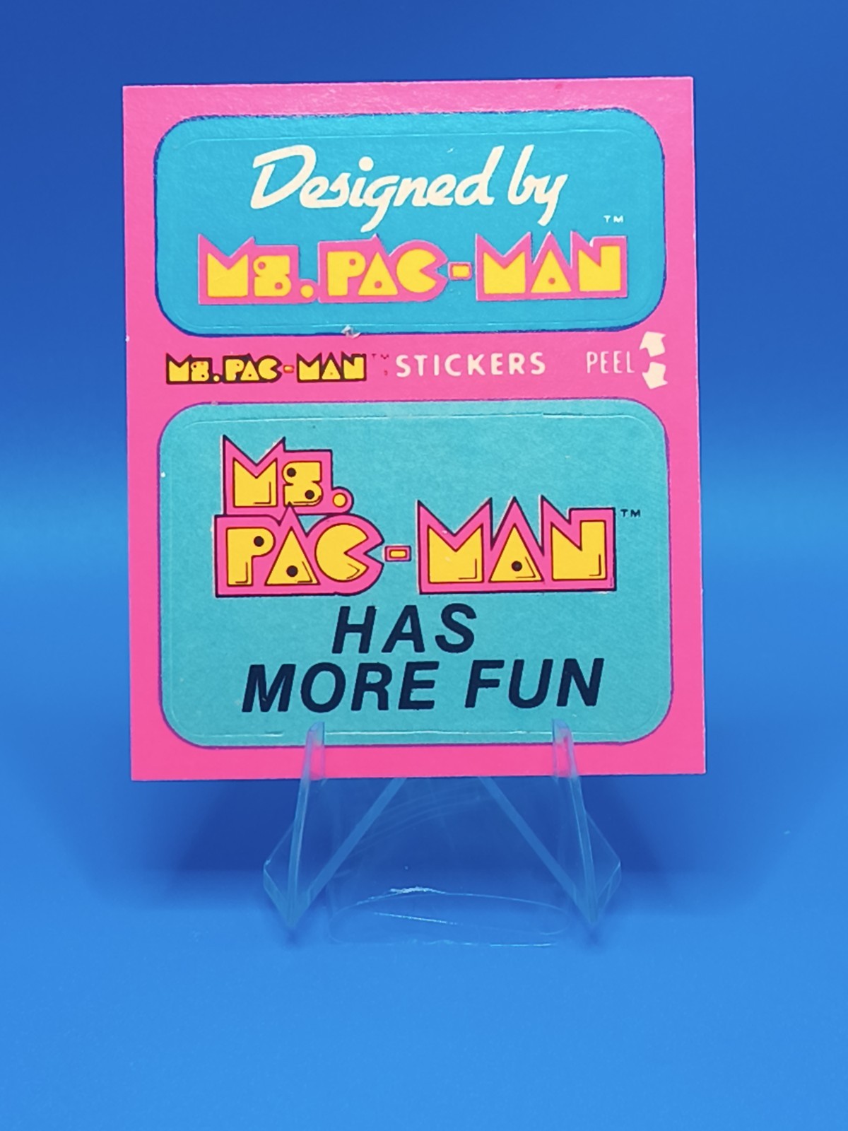 1981 Ms. Pac-Man Fleer Sticker Card Pac-man Trademark Error Rare #30 Ms Pac-man 
