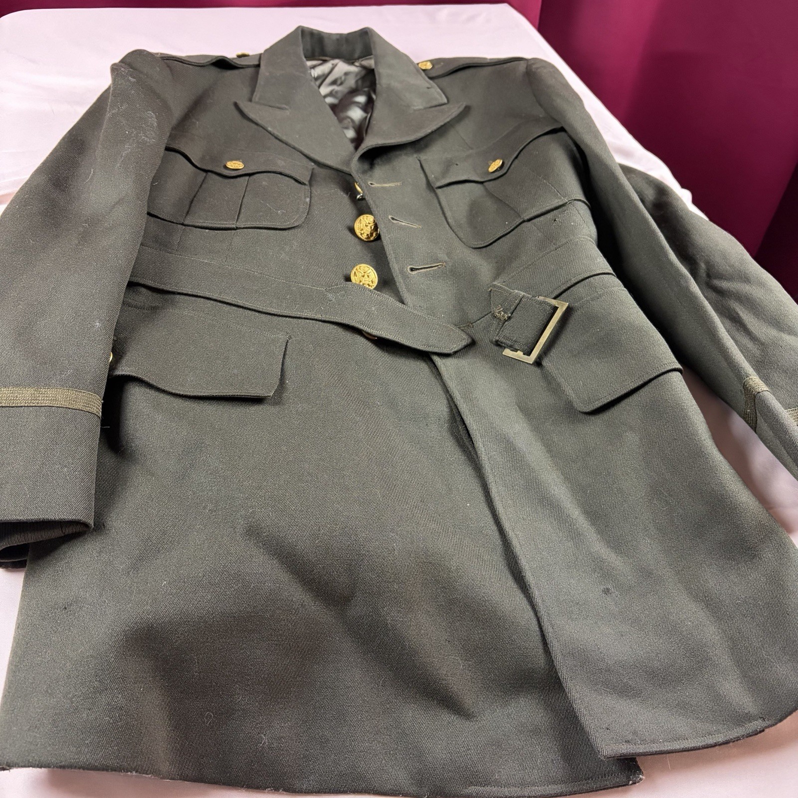 WWII 1943 US Army Officer Service Coat Hamilton Cincinnati Belted Wool
