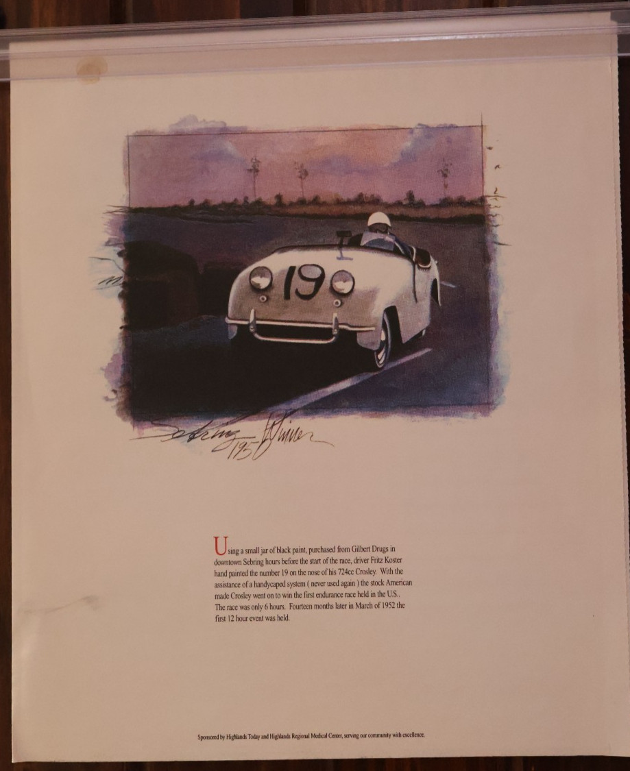 SEBRING 1950 6 HR RACE WINNER CROSLEY SUPPLEMENT TO \