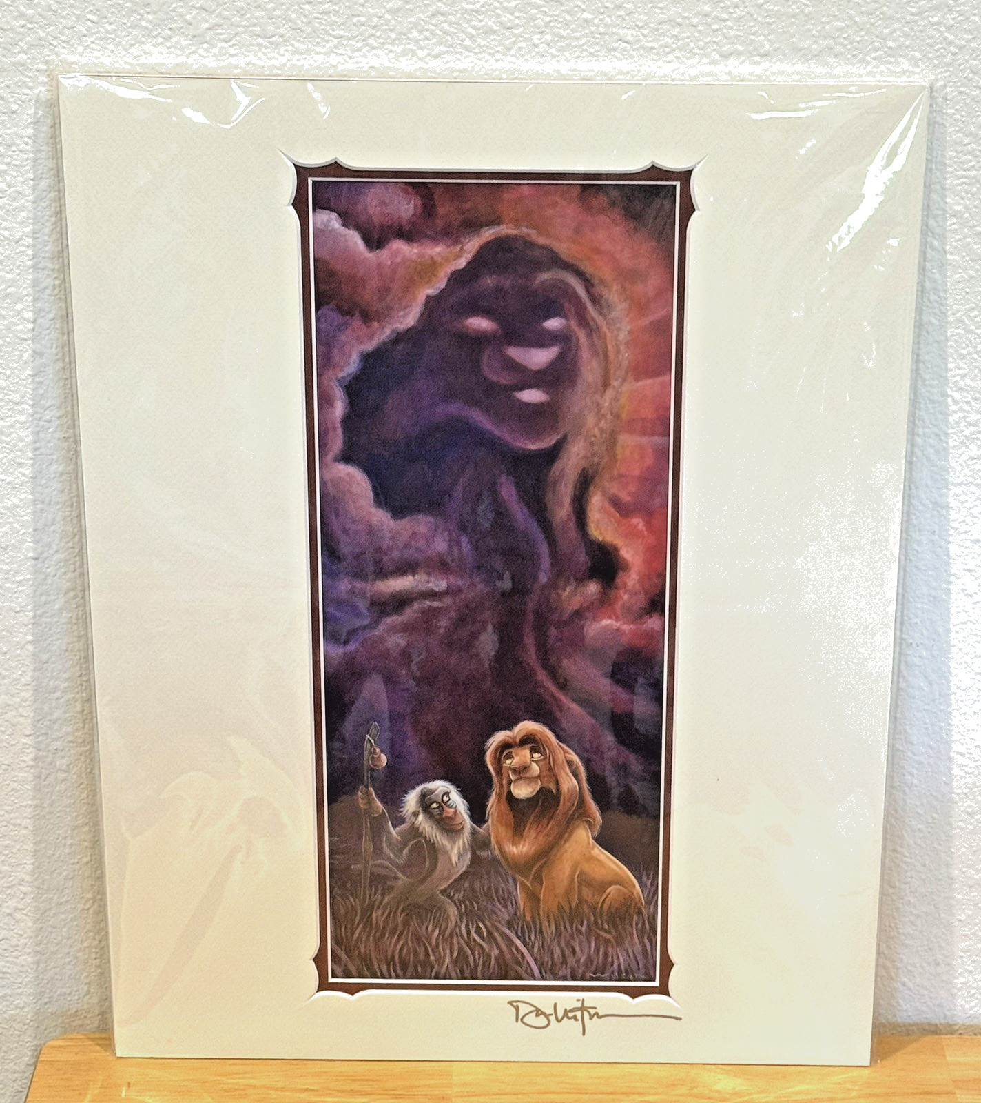 Rare HTF Disney Art Print LION KING REFLECTIONS Signed by Artist DARREN WILSON