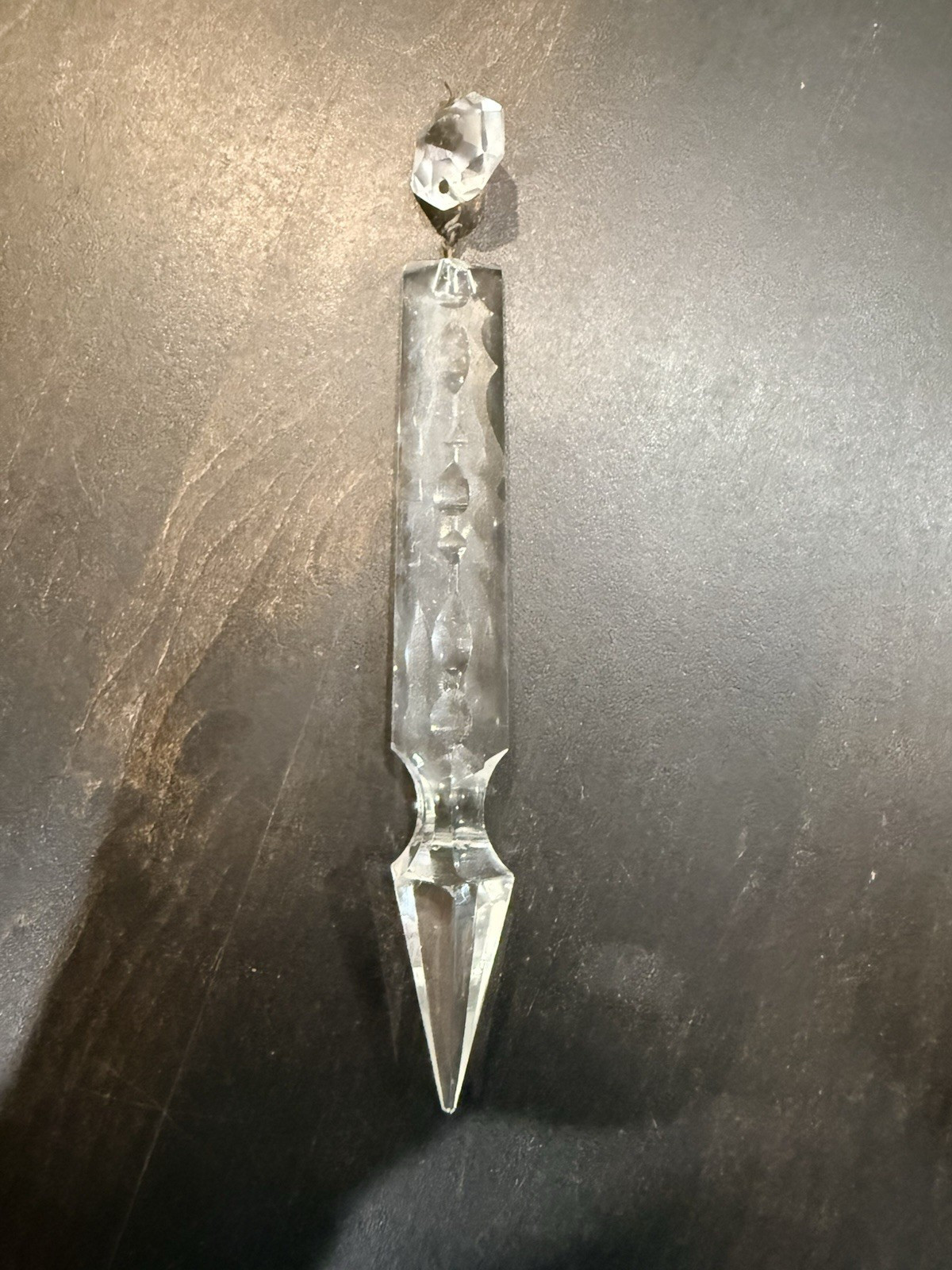 Vintage Clear Cut 7 Inches Total Spearhead Crystal Prism 3-Sided