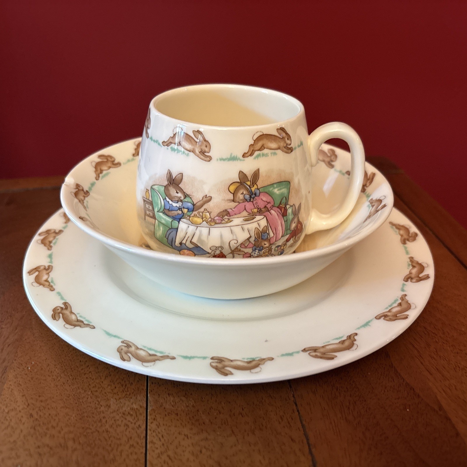 Royal Daulton Bunnykins Vintage Cup, Bowl, And Plate