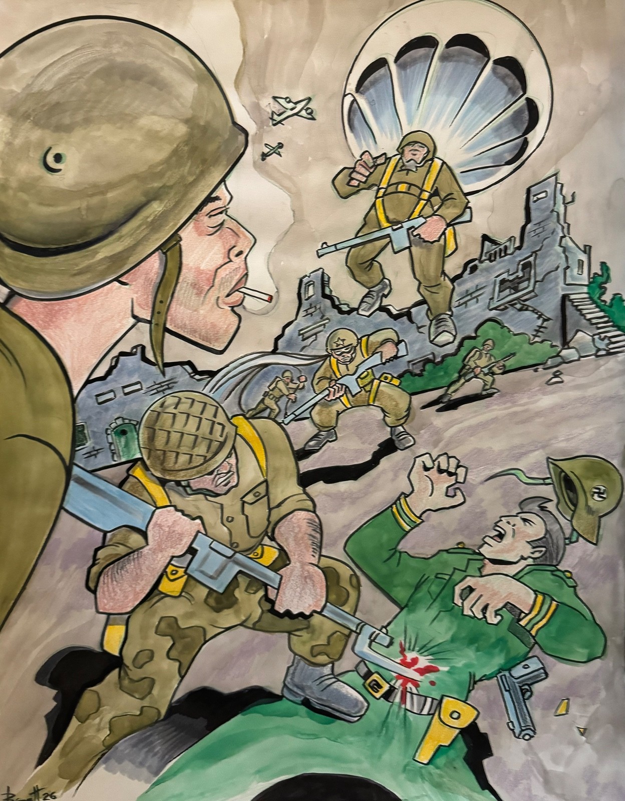 PARATROOPERS ** MIKE BENNETT\'S  ORIGINAL  ART   (2026) 4/12/26 W1