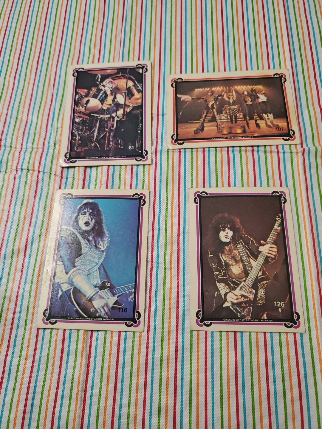 4 KISS COLLECTOR CARDs PUZZLE PIECE #81 107 116 & 1261978 DONRUSS AND AUCOIN MGT