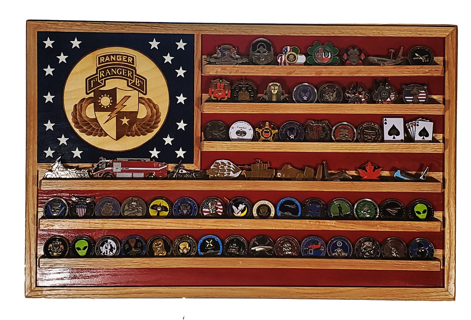US Army 75th Ranger Regiment 1stbn Challenge Coin Display Flag 70-100 Coins Trad