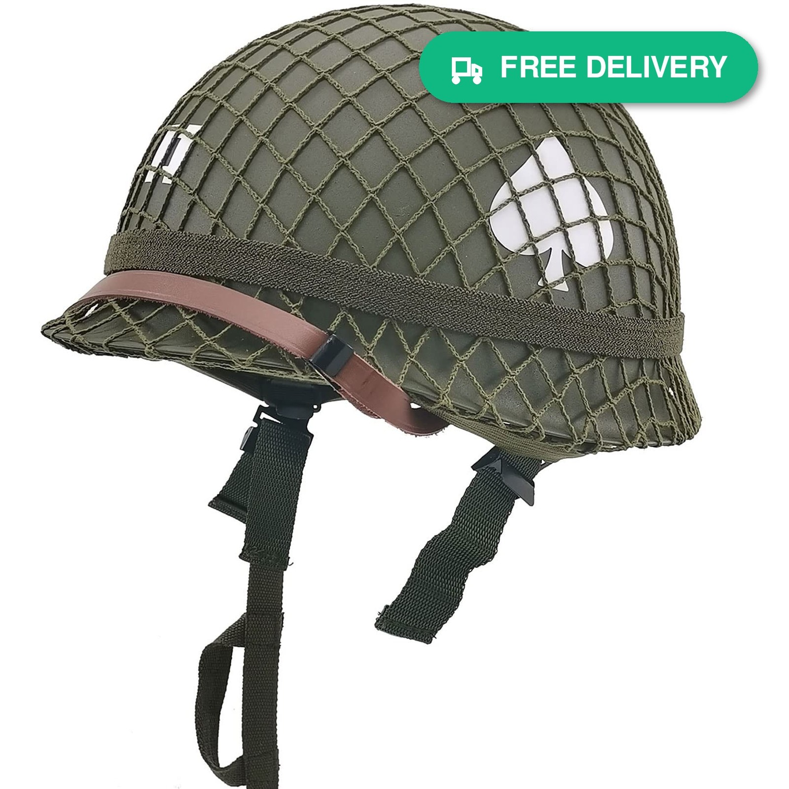 WW2 US Army M1 Helmet Reproduction Steel Shell w/ Net Chin Strap for Cosplay DIY