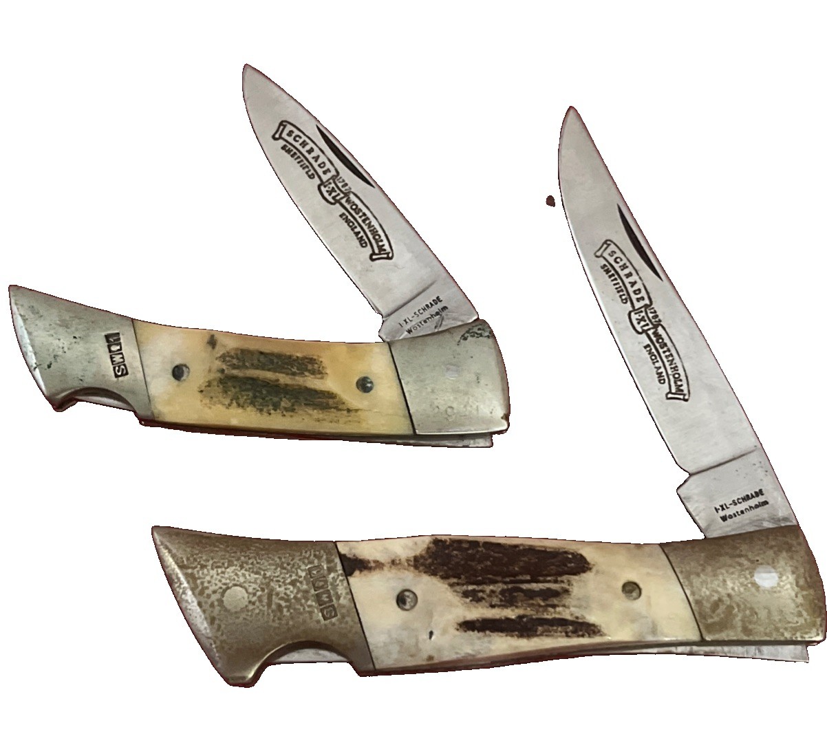 1981 Schrade Wostenholm IXL SW1 Sambar Stag Matched 2-Knife Set Serial 2941