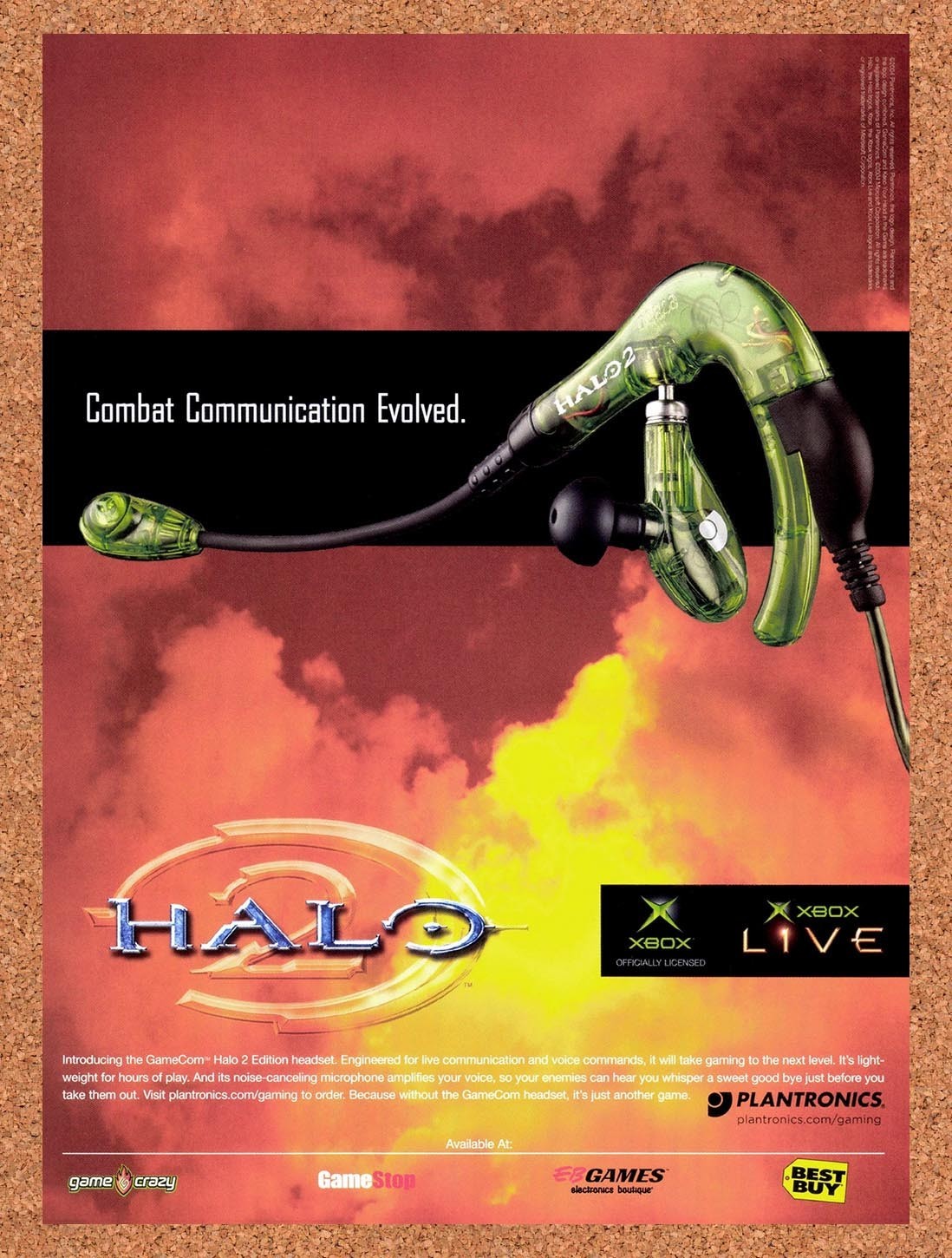 2004 Halo 2 GameCom Xbox Headset Original Advertisement / Retro Promo v3