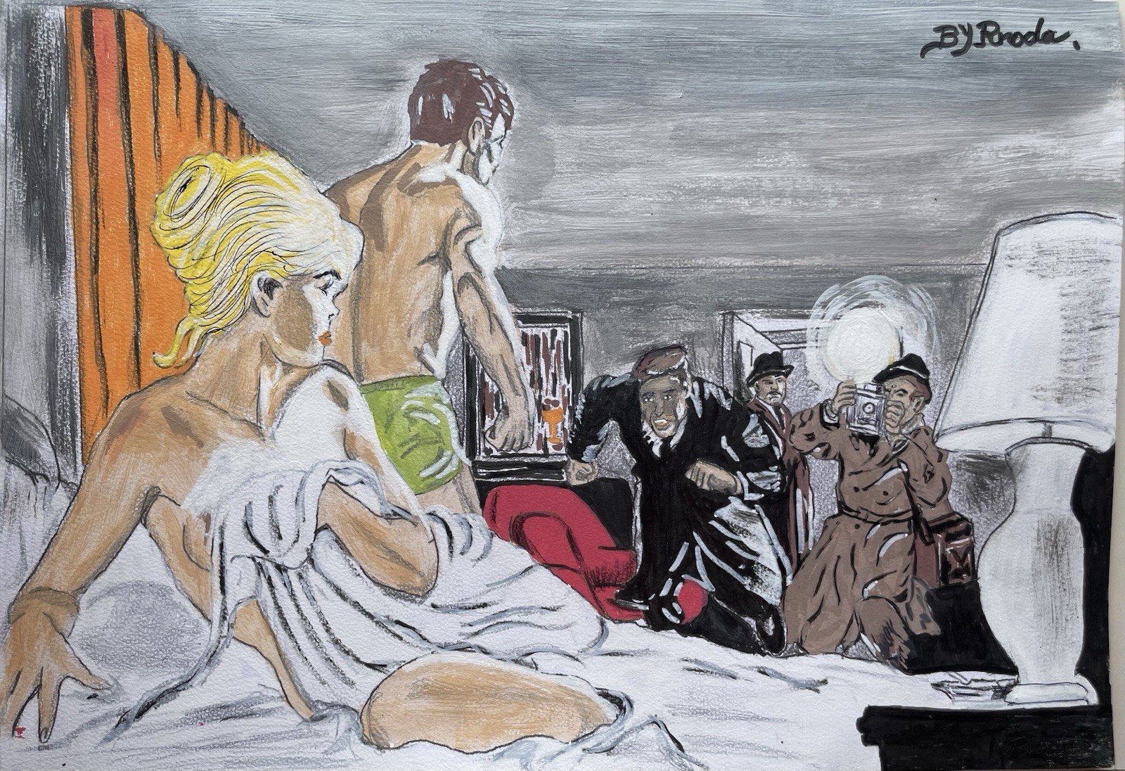 ORIGINAL PAINTING PULP ART THE INFIDELITY