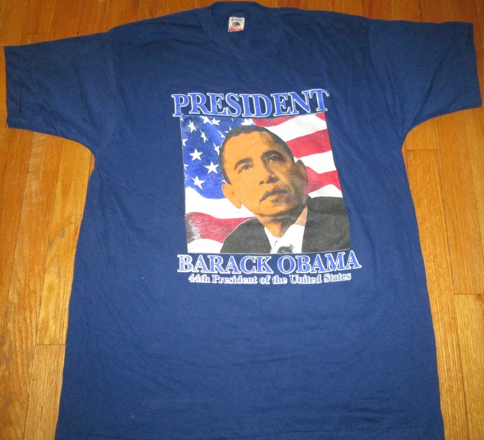 Vintage Obama President T-Shirt Collectors tee Fruit of the loom XL Royal Blue