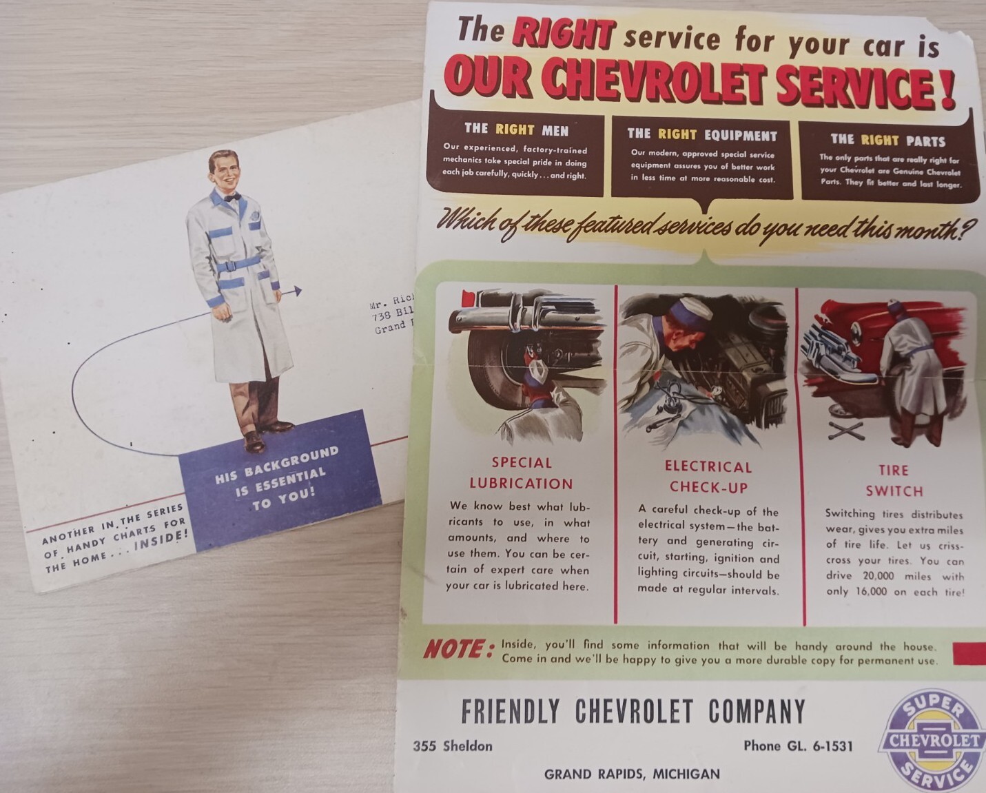 2x  1952 Chevrolet Motors Chevy  Flyer Mailer Advert Grand Rapids Michigan  Vtg