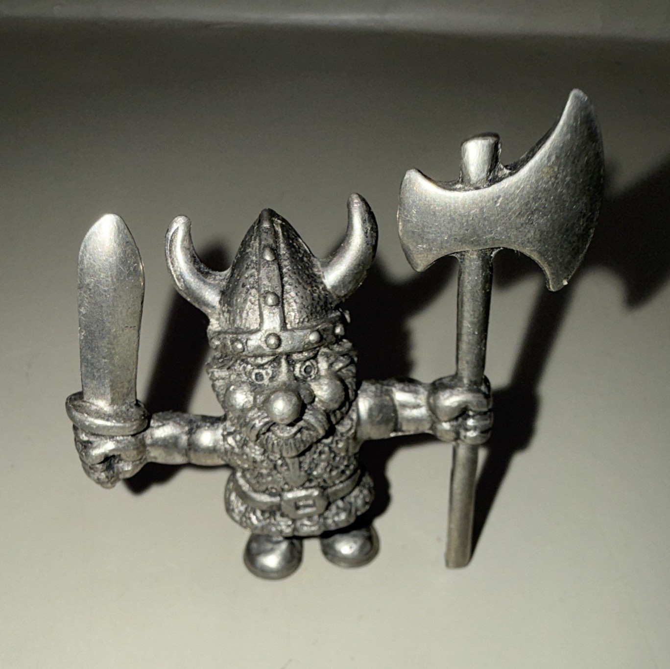 Viking Warrior Metal Figurine Silver Tone Metallic 3D Effect 3in x 2in