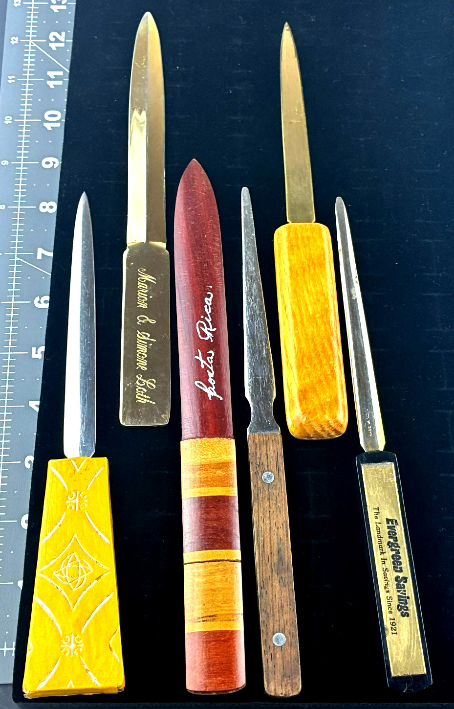 Vintage Letter Opener(s) Six Lot, Japan, USA Collection Metal, wood, plastic  jv