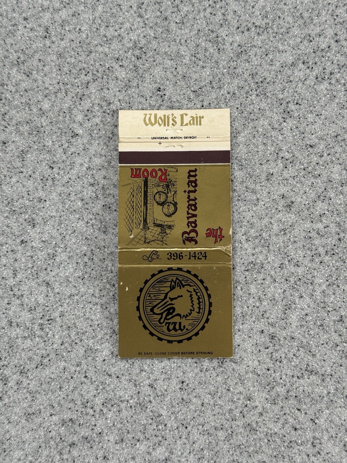Wolfs Lair The Bavarian Room Holland Michigan Vintage Matchbook Cover K3