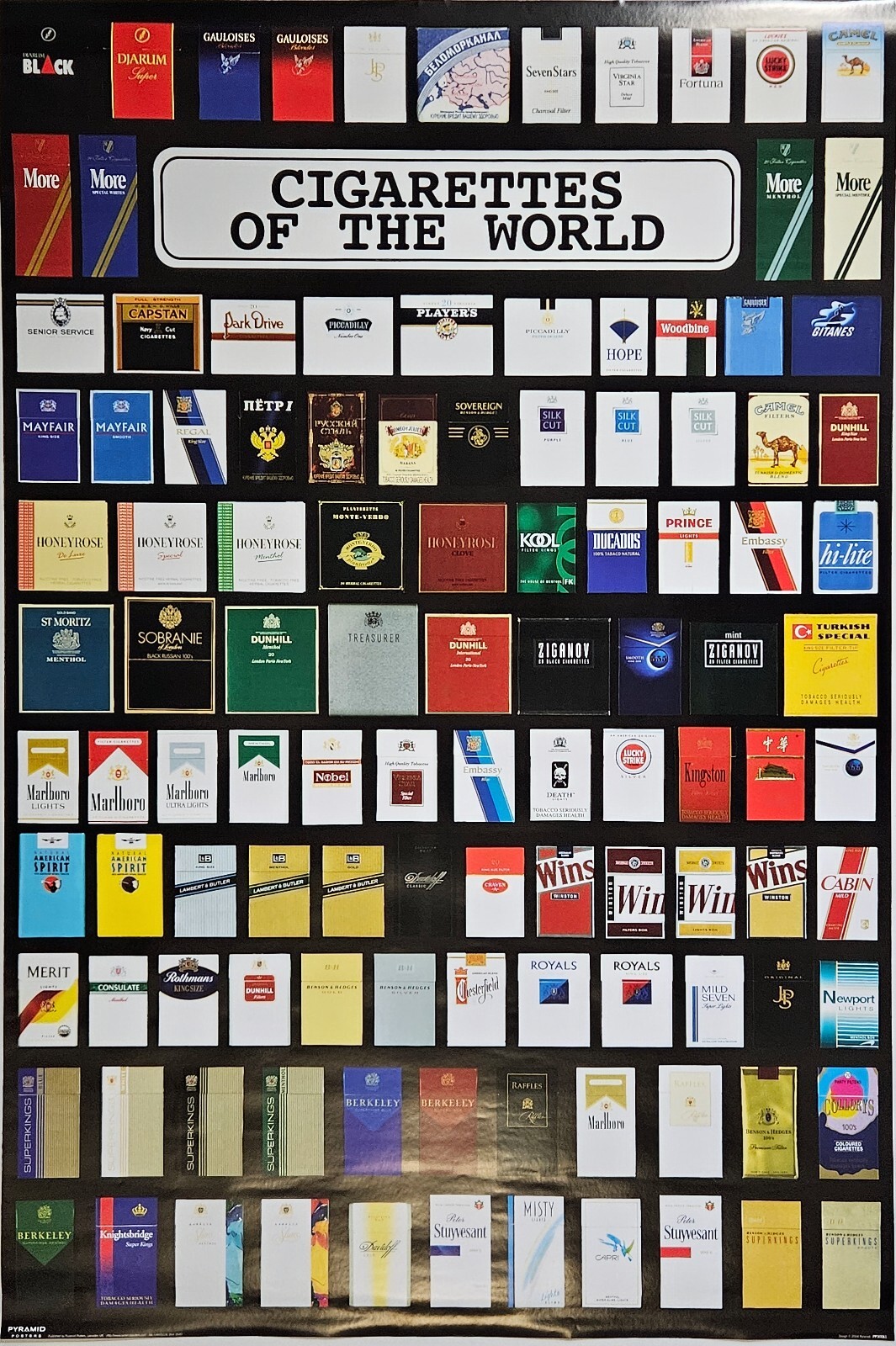 AD POSTER ~ Cigarettes of the World 2004 Pyramid Tobacco Packs 24x36\