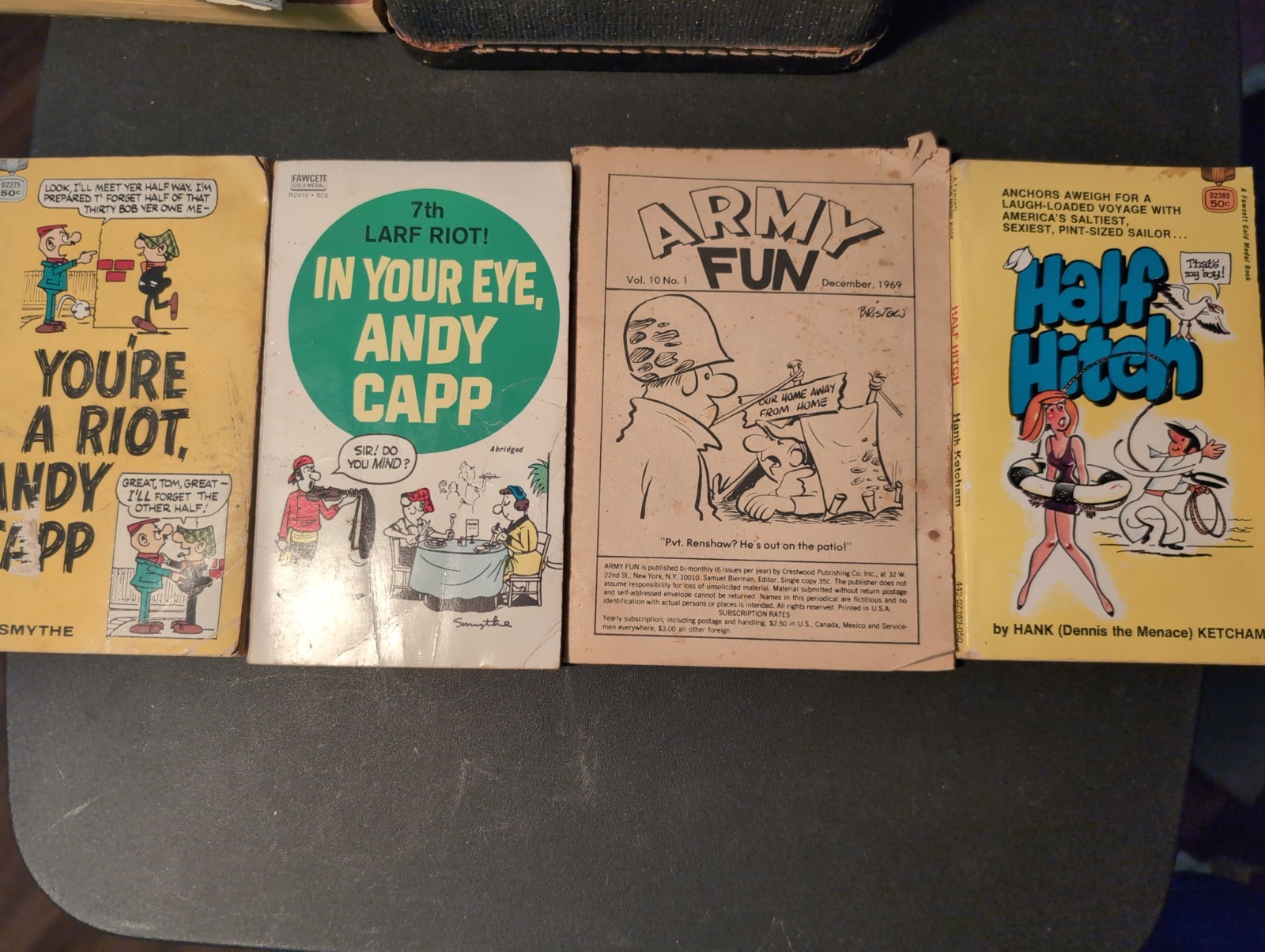 Lot Comic Cartoon Books, Vintage Paperback, Andy Capp Half Hitch Army fun 