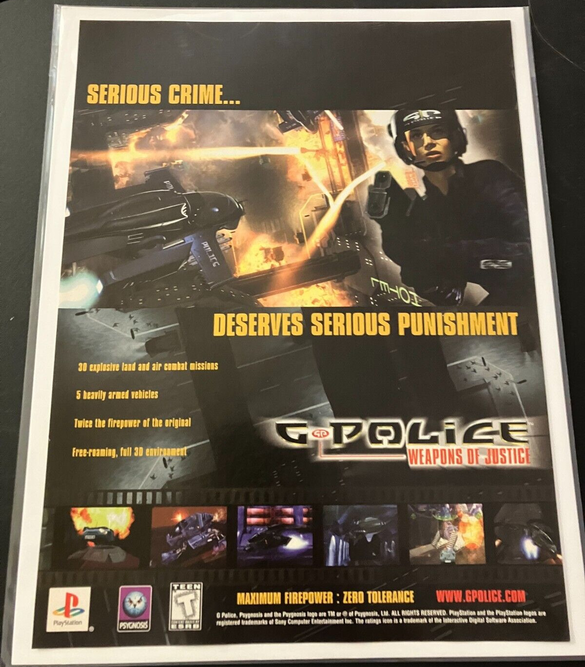 G-Police: Weapons Of Justice - Vintage Gaming Print Ad / Poster / Wall Art  MINT