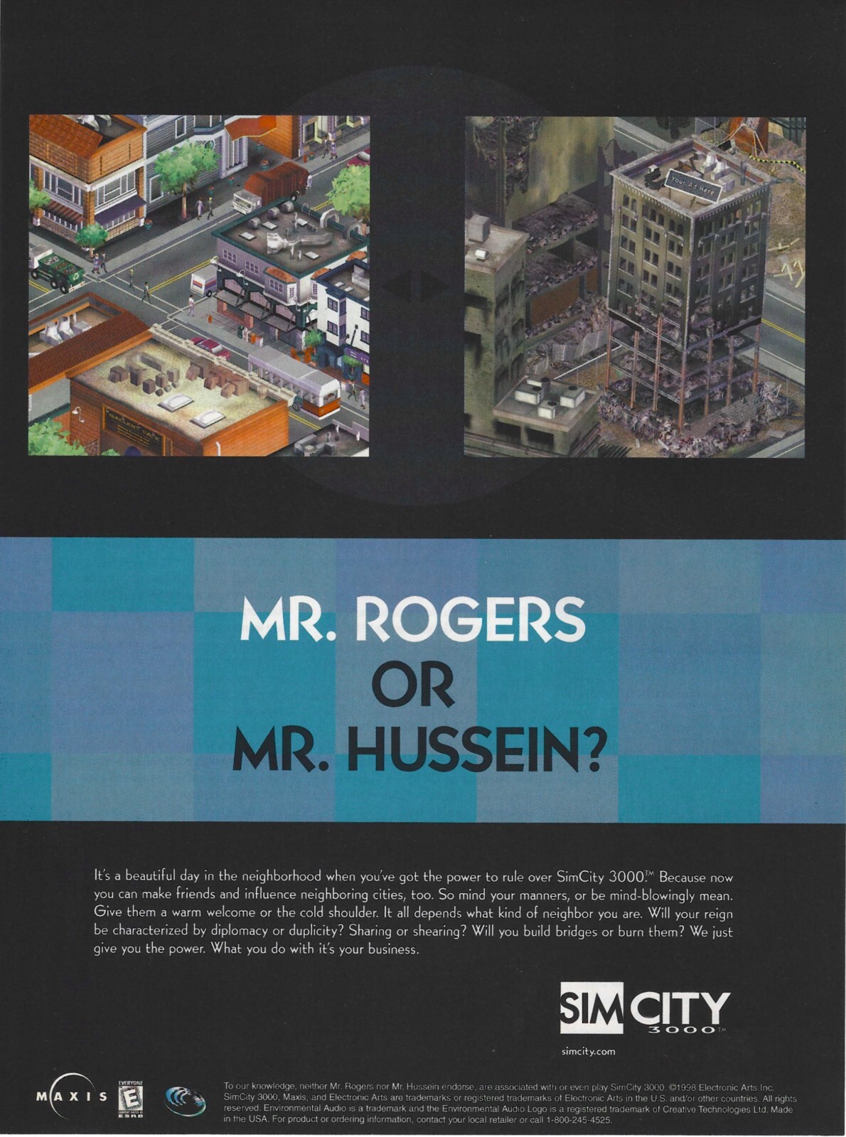 SimCity 3000 Print Ad/Poster Art PC Big Box (C)