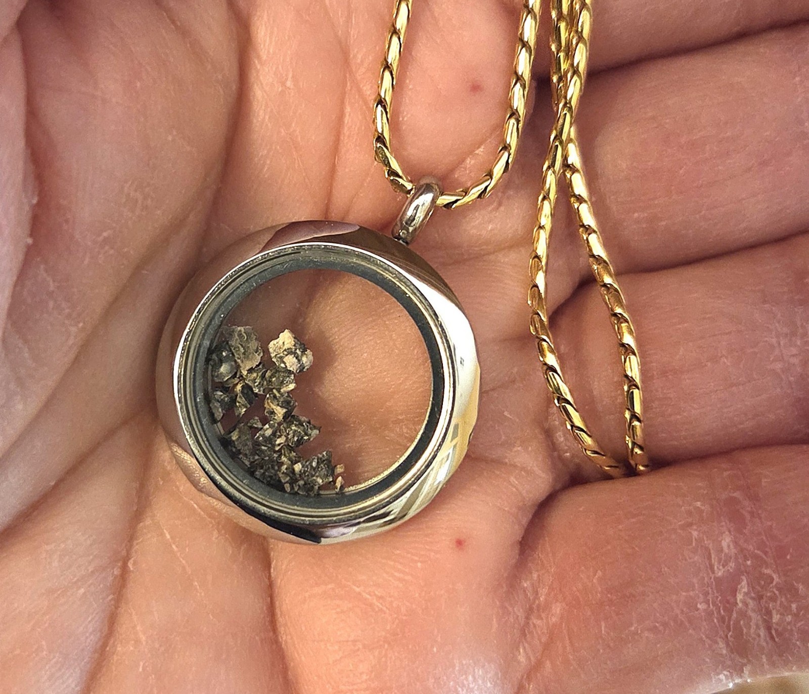 Silver Moon Rock Locket, Lunar Meteorite Necklace Jewelry w/ Authenticity Card