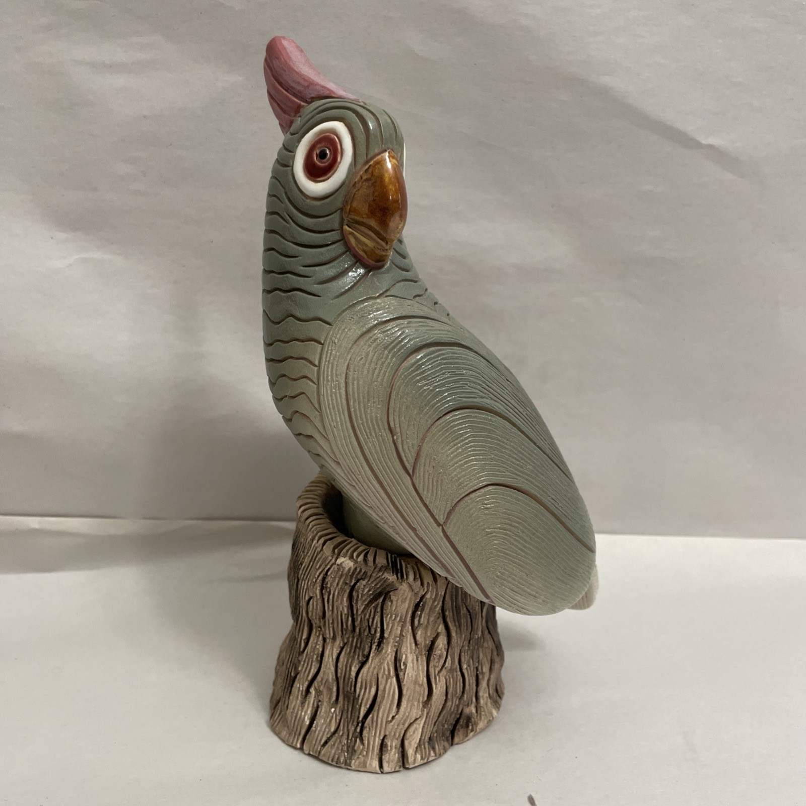 Rare Jumbo Artesania Rinconada Cockatoo Parrot Bird Figurine Uruguay XL 8.75\