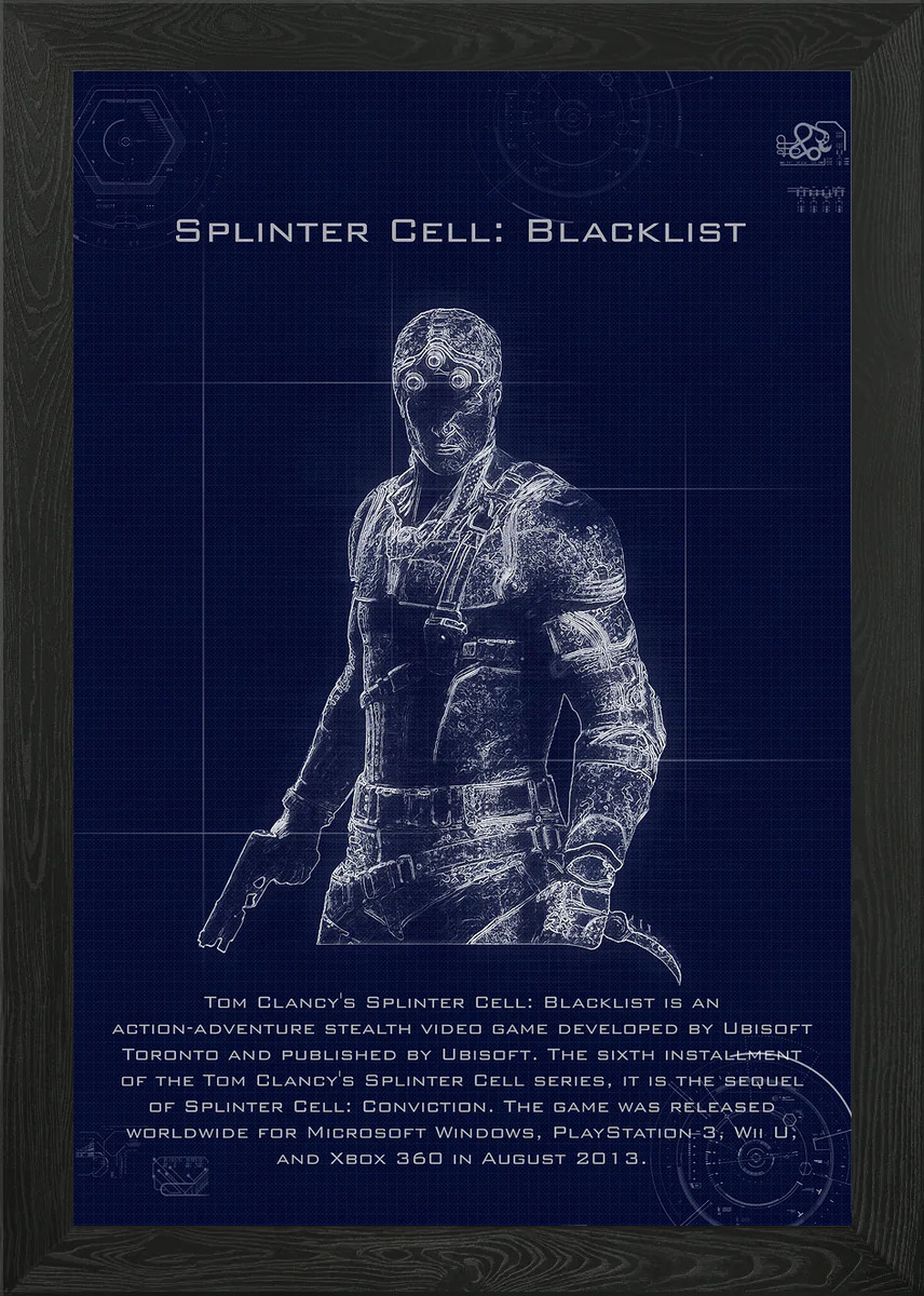 Splinter cell blueprints Framed Wall Art Poster Canvas Print Picture