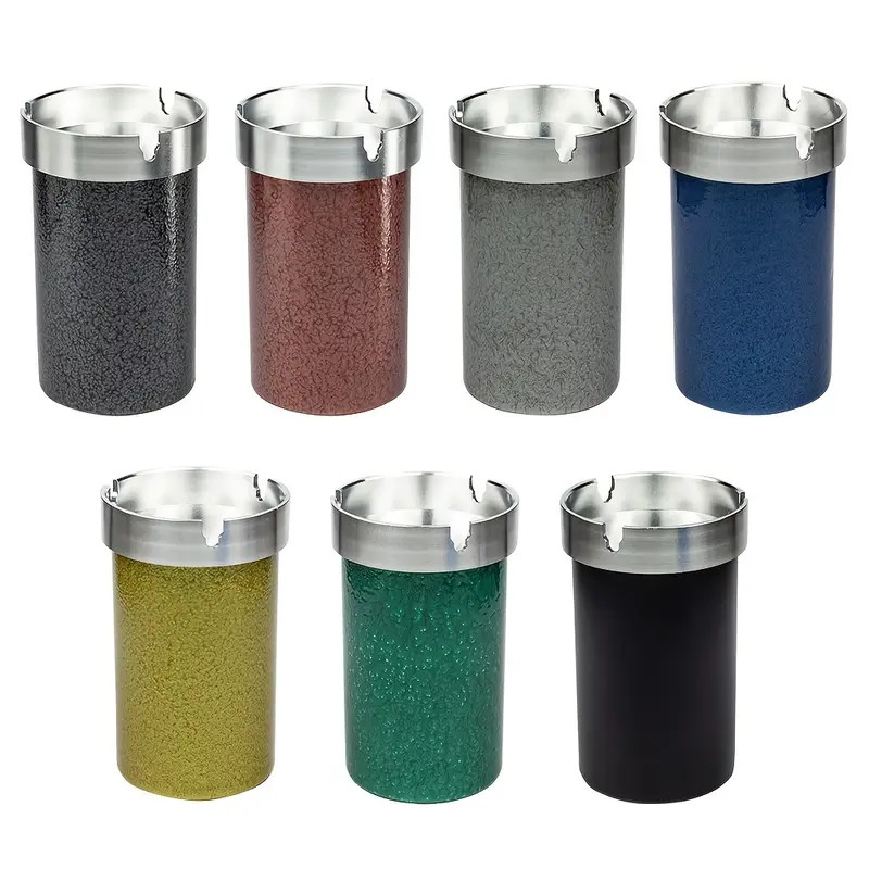1pc Portable Aluminum Alloy Car Cigarette Ashtray Smokeless Travel Desktop Ash