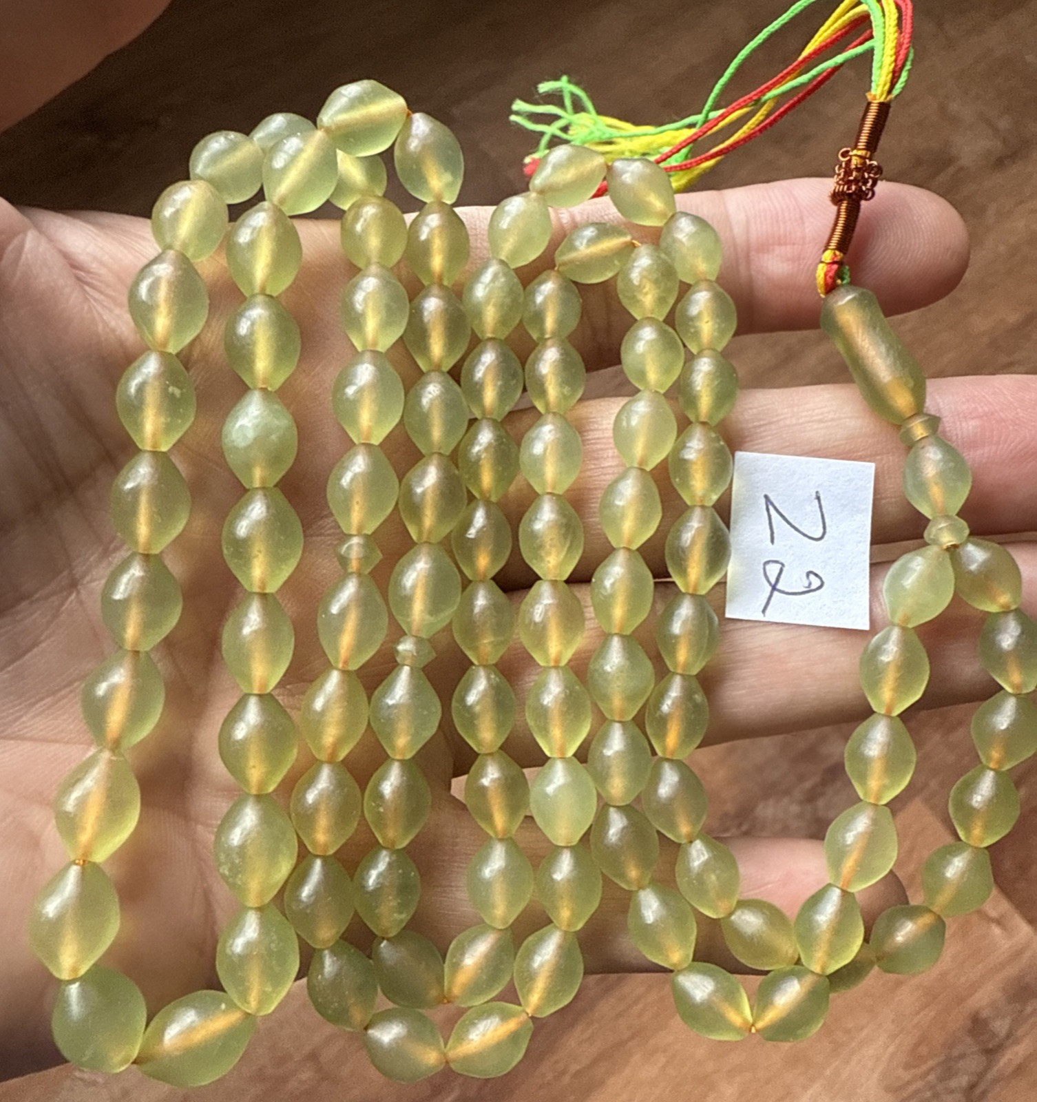 RARE YELLOISH 99 BEADS حبات المسبحة GENUINE SHAH MAGHSOUD 51cm شاه مقصود تسبيح