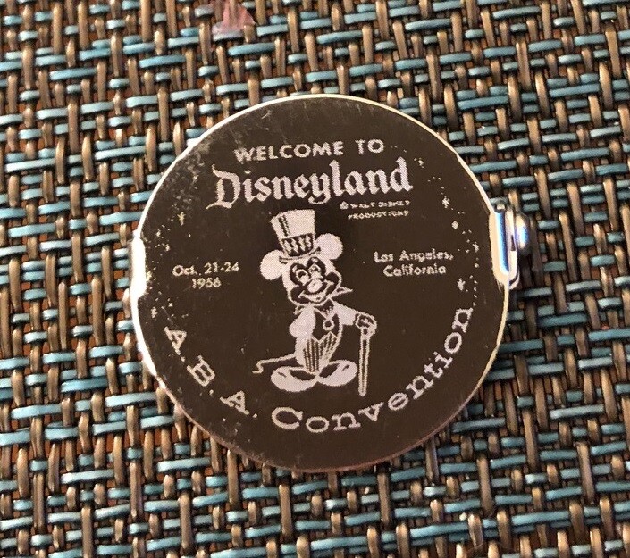 1956 Disneyland Rare Mickey Mouse Pinback Button A.B.A. Bankers Convention Pin