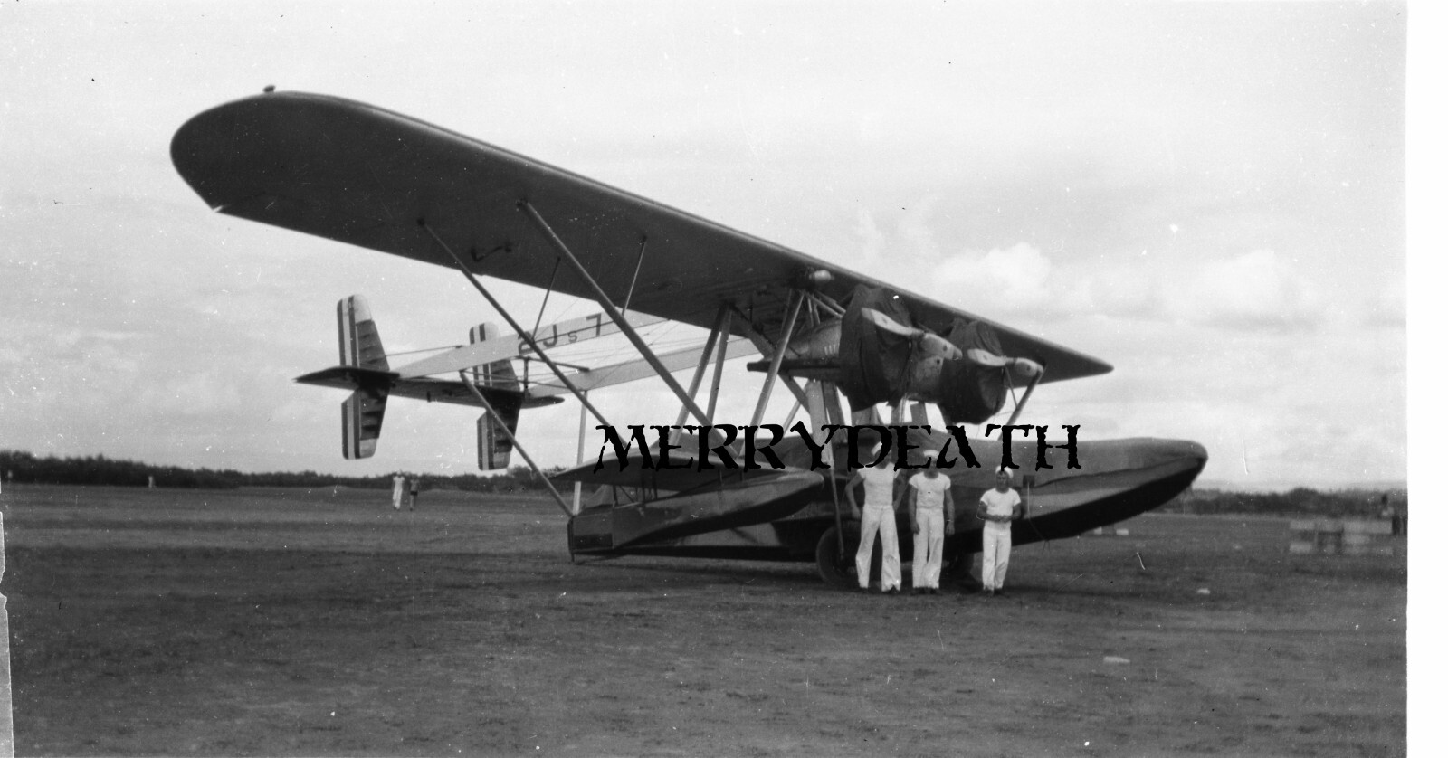 Antique Photo Negative Sikorsky S-38 US Navy Flying Boat with Sailors