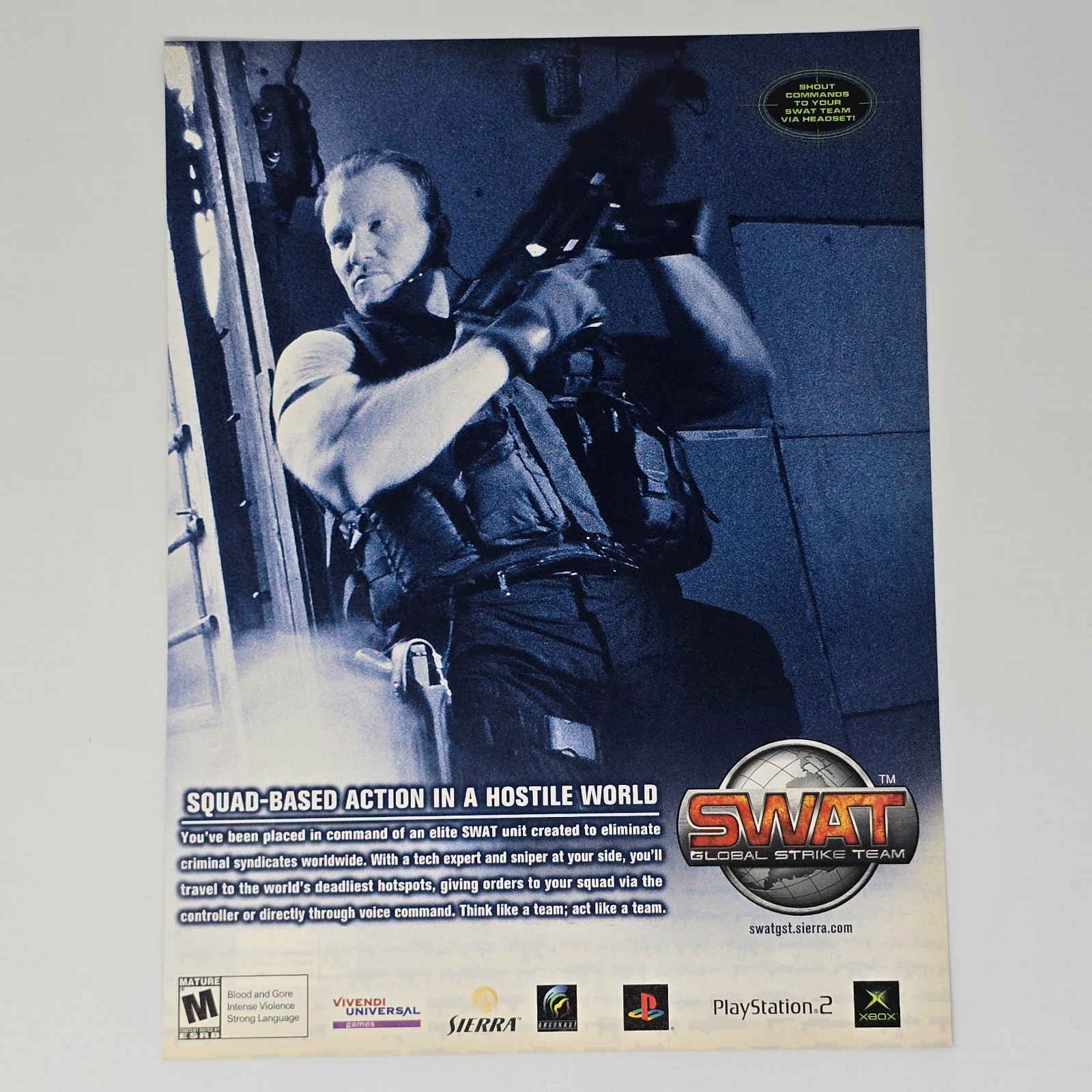 Swat Global Strike Team PlayStation 2 PS2 Xbox Authentic Magazine Ad