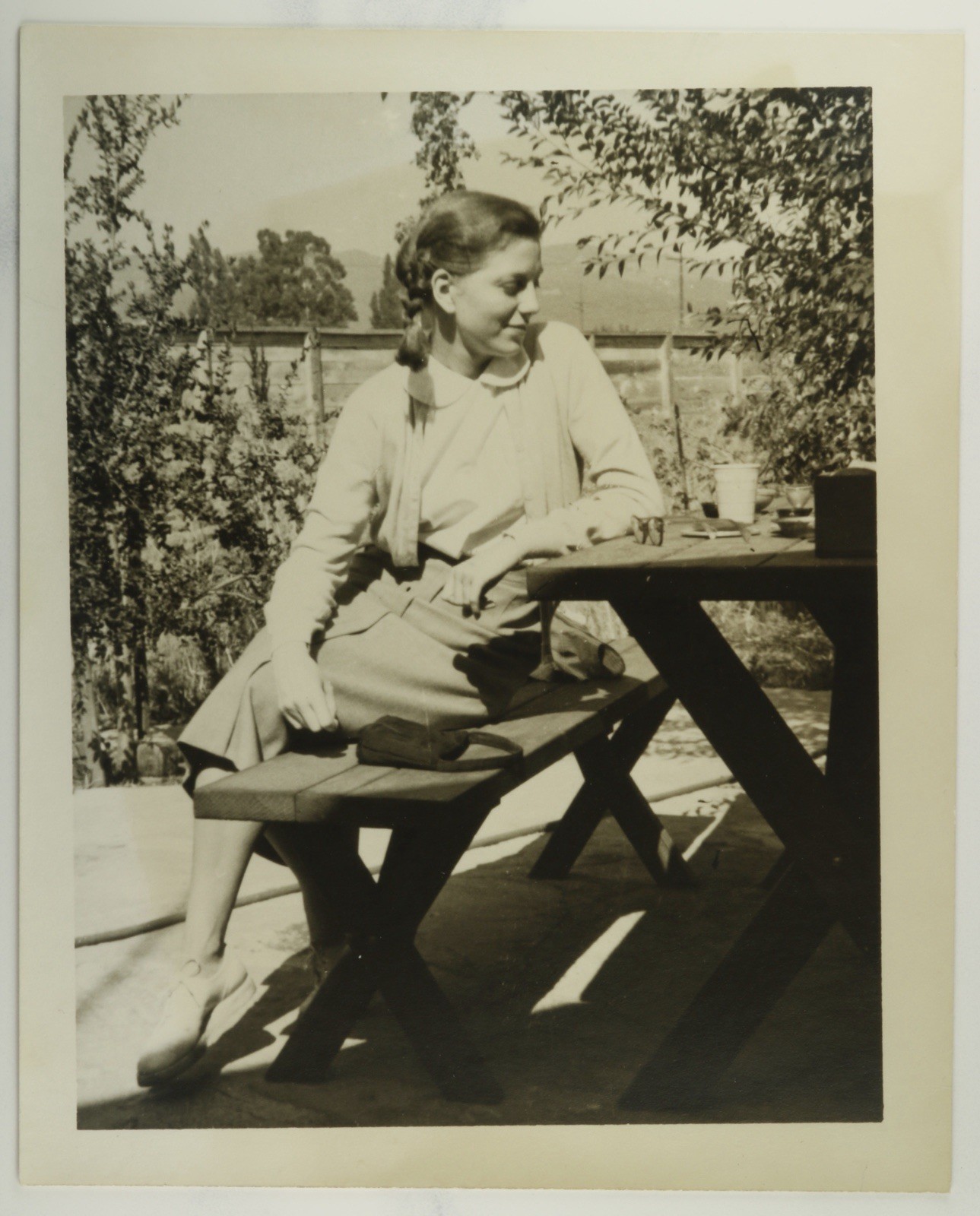FOUND PHOTO Pretty Young Lady Posing in Backyard Snapshot Vtg 1940’s