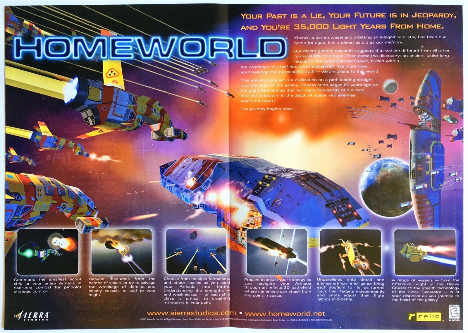 Homeworld - PC Game - Vintage Original Fold Out Poster Relic Promo Art 1999