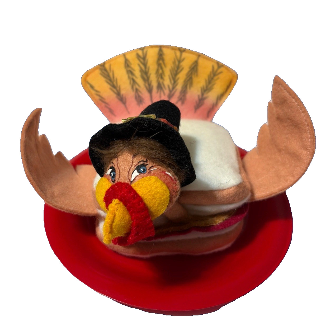 Annalee Gobbler Turkey Sandwich on Red Plate 75th 351310 7 in  Posable Wing 2010