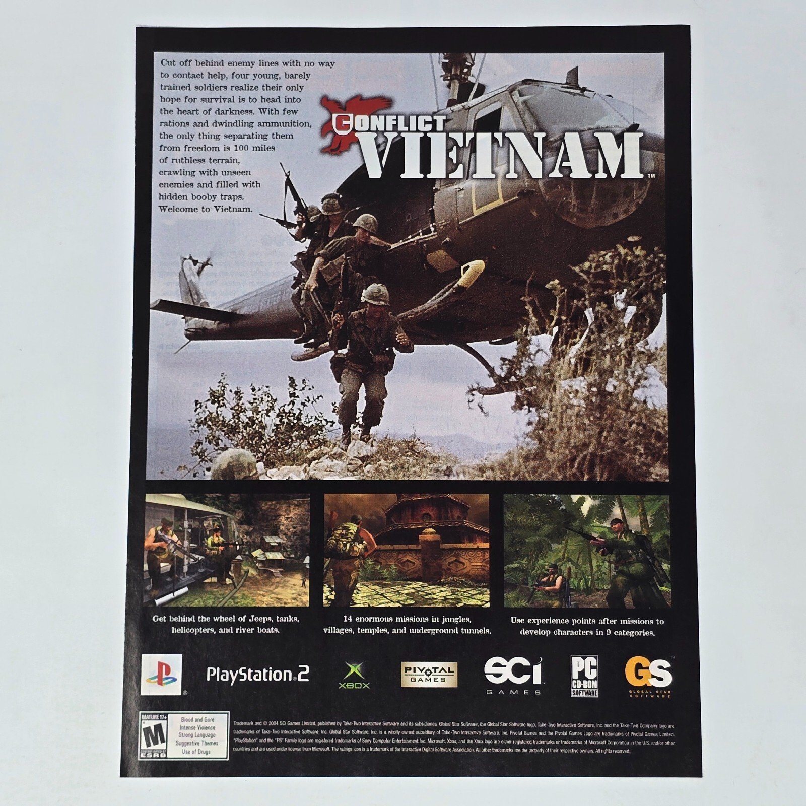 Conflict Vietnam PlayStation 2 PS2 Xbox PC Black Enemy Lines Print Ad/Poster Art