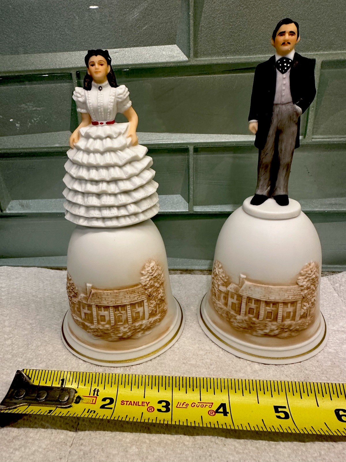 Rare Vtg 1988 Pair Scarlett & Rhett 6” Porcelain Bells Figurines Design Debut