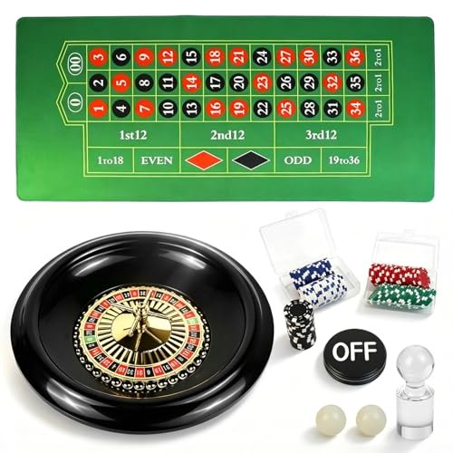 Casino Night Complete Game Set Include 16\'\' Green Roulette Wheel 35\