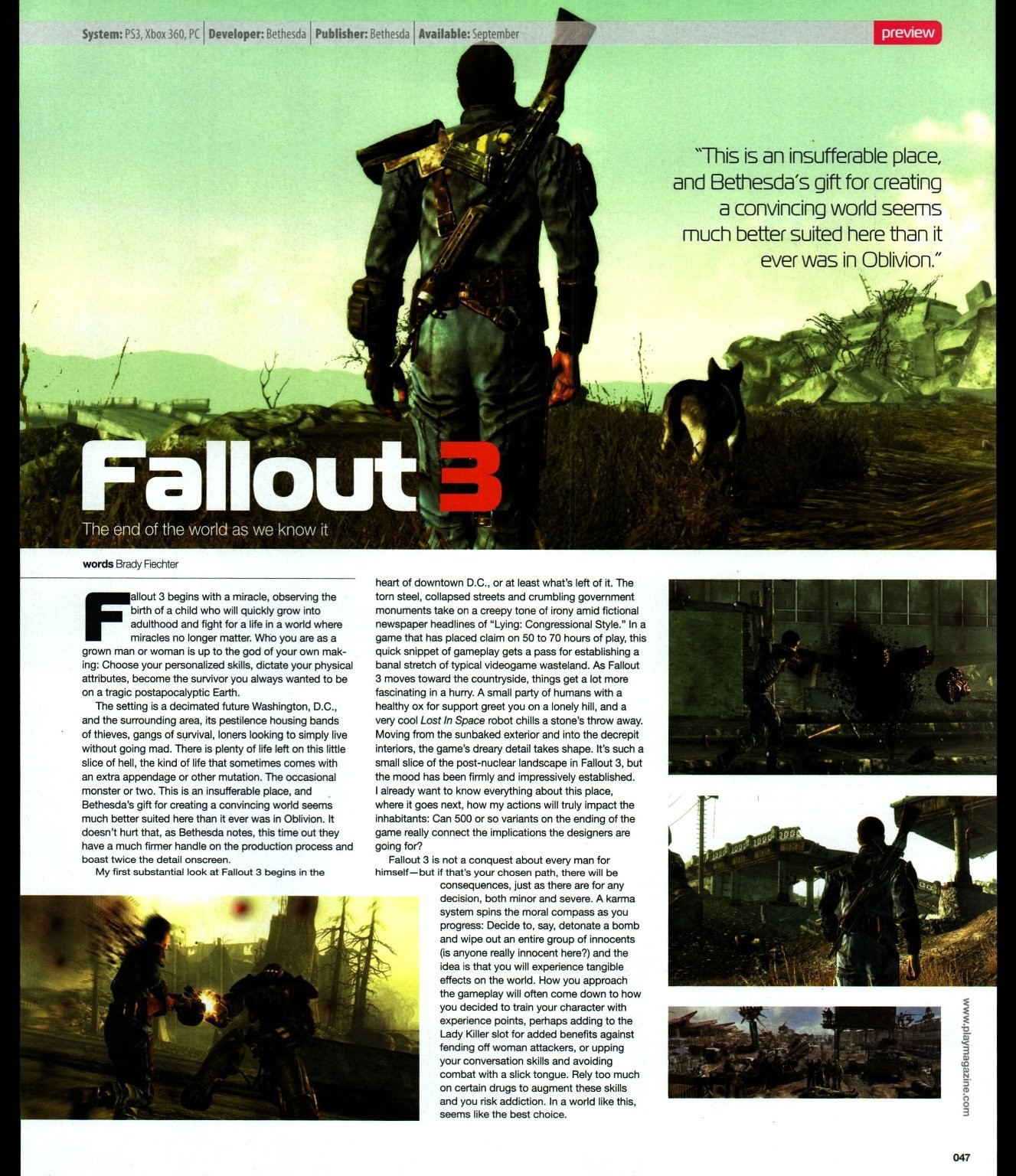 Fallout 3 Bethesda Magazine Preview Article Page Print PS3 Xbox 360 PC 2008