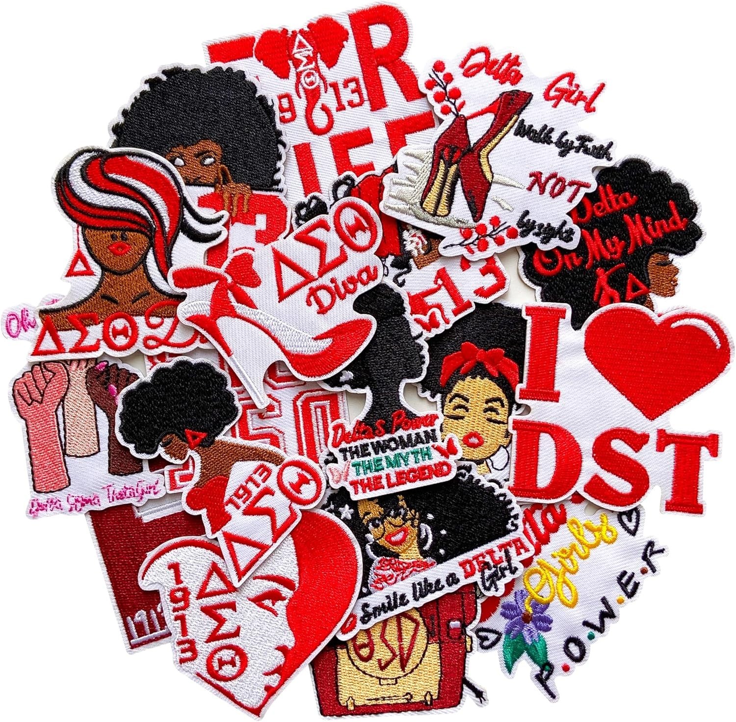 18Pcs Delta Sigma Sorority Theta Iron on Patches Paraphernalia, Cute Embroidered