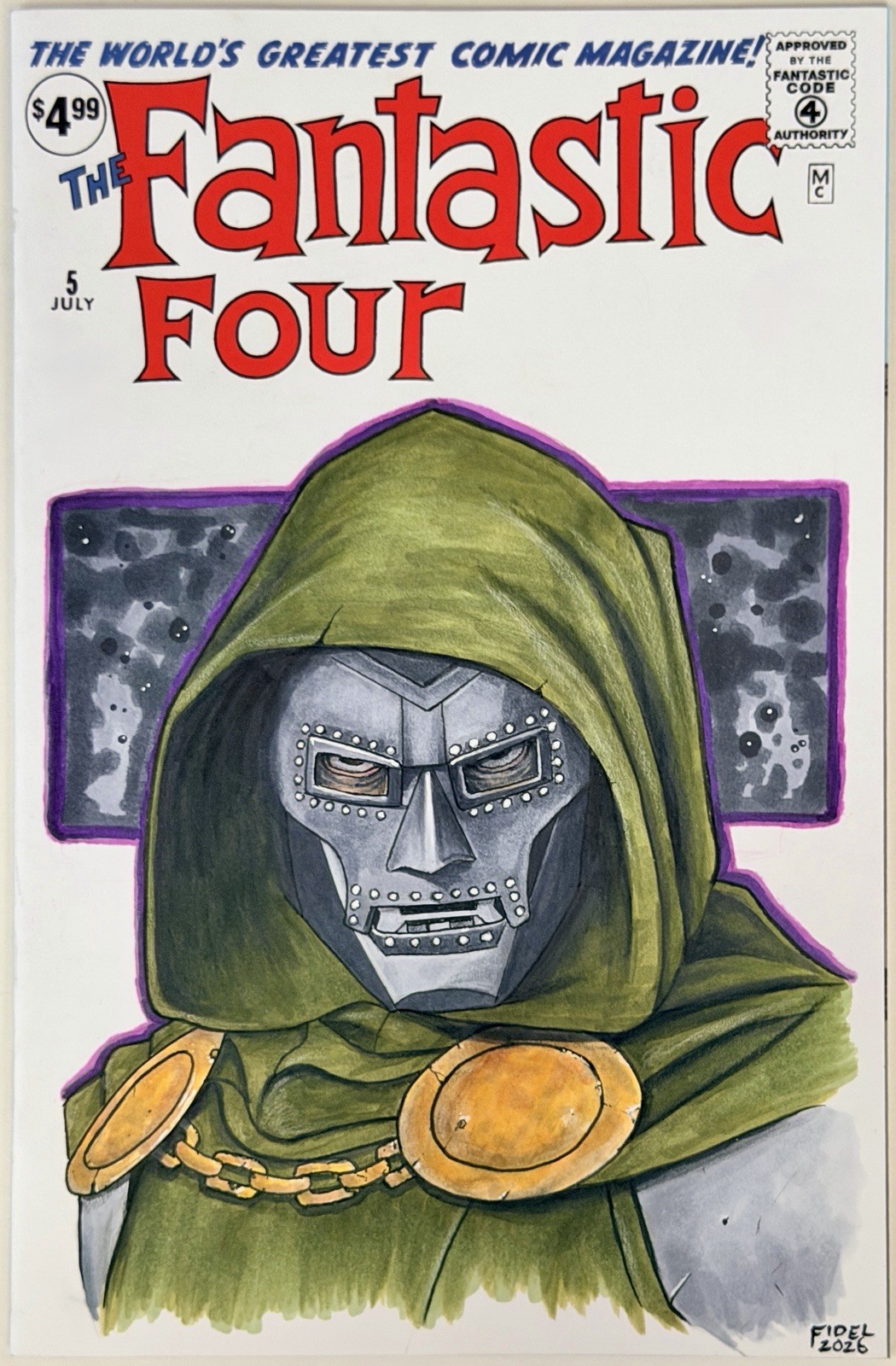 Fantastic Four 5 - Blank Sketch Variant Cover w/Original Art by Erik Fidel + COA