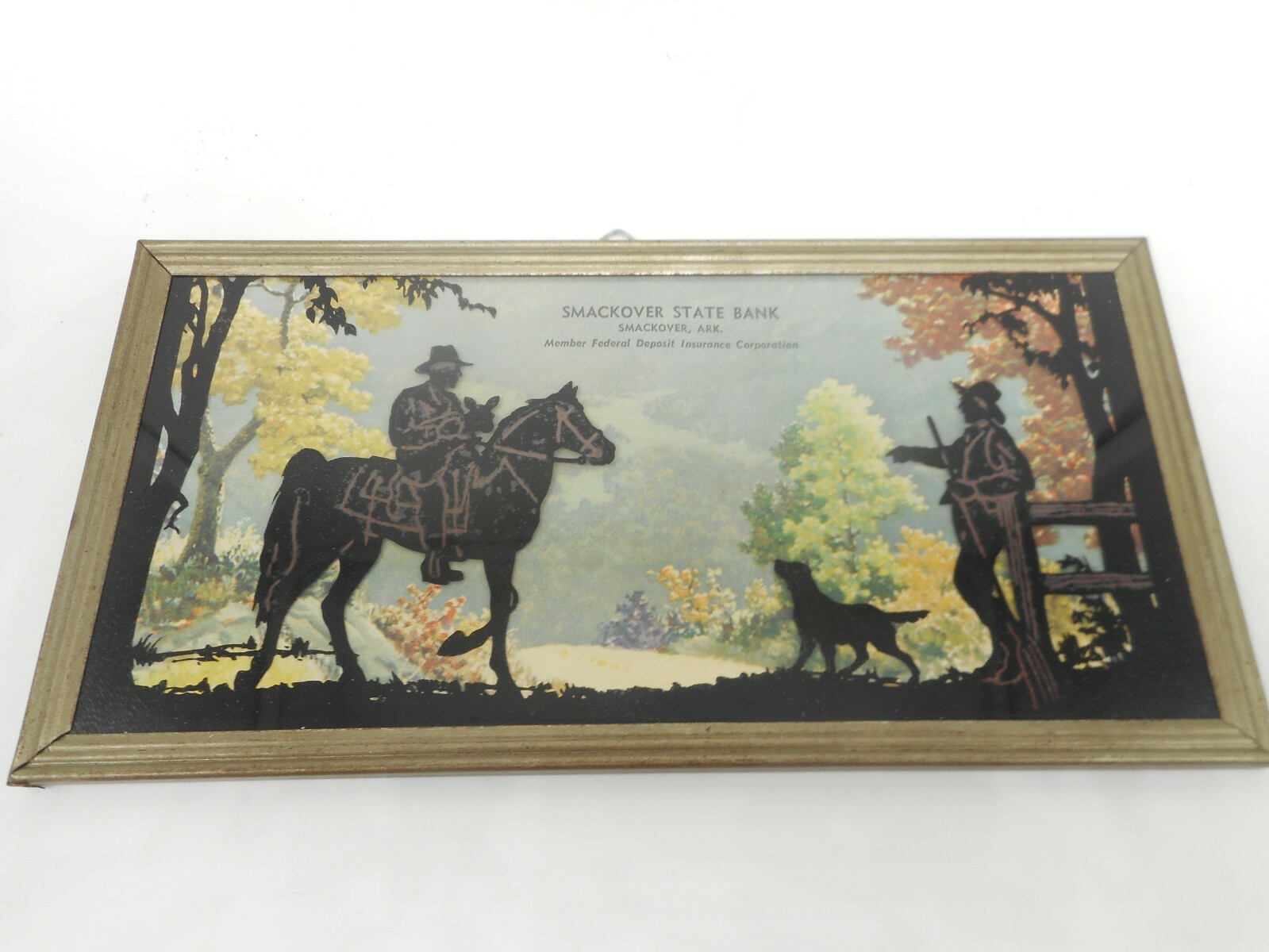 Vintage SMACKOVER AR ARKANSAS STATE BANK Advertising Framed Thermometer COWBOYS