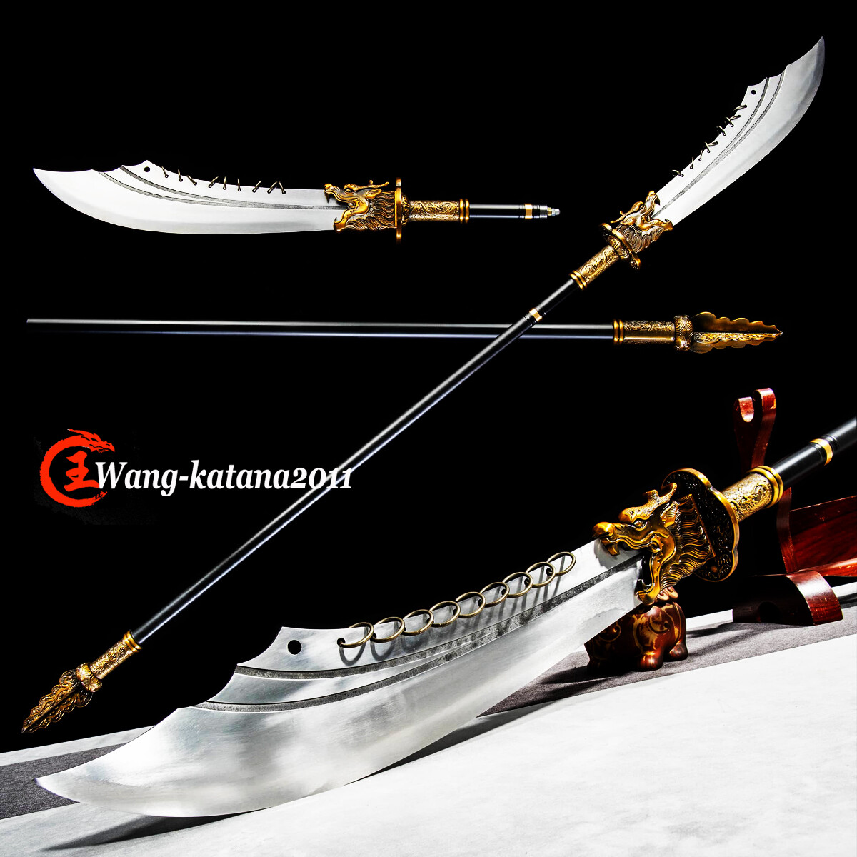 Chinese Kung Fu Big Dao Dragon Sword Nine-ring Broadsword Manganese Steel Blade