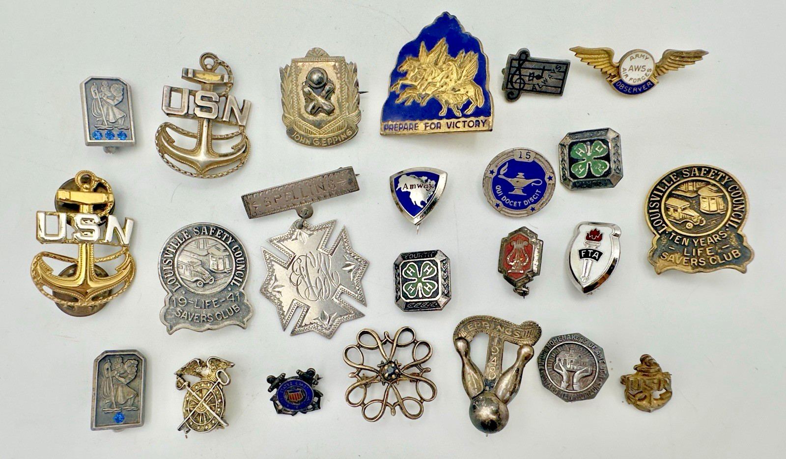 Sterling Silver - Vintage Fraternal, Award, Military, Sports Company 69 grams