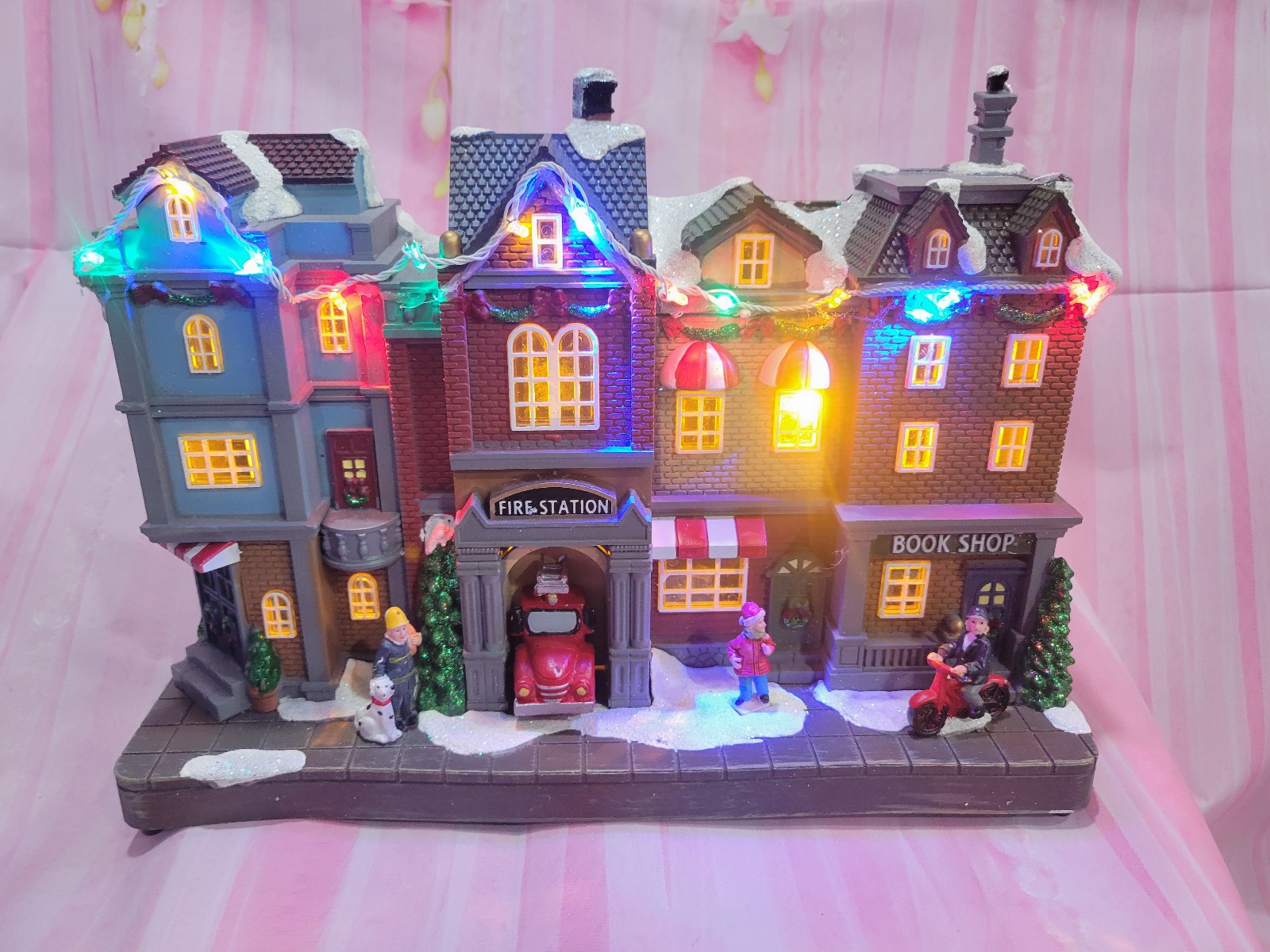 Moments in Time Nature's Mark Hotel Christmas Village Town LED Lights and Music