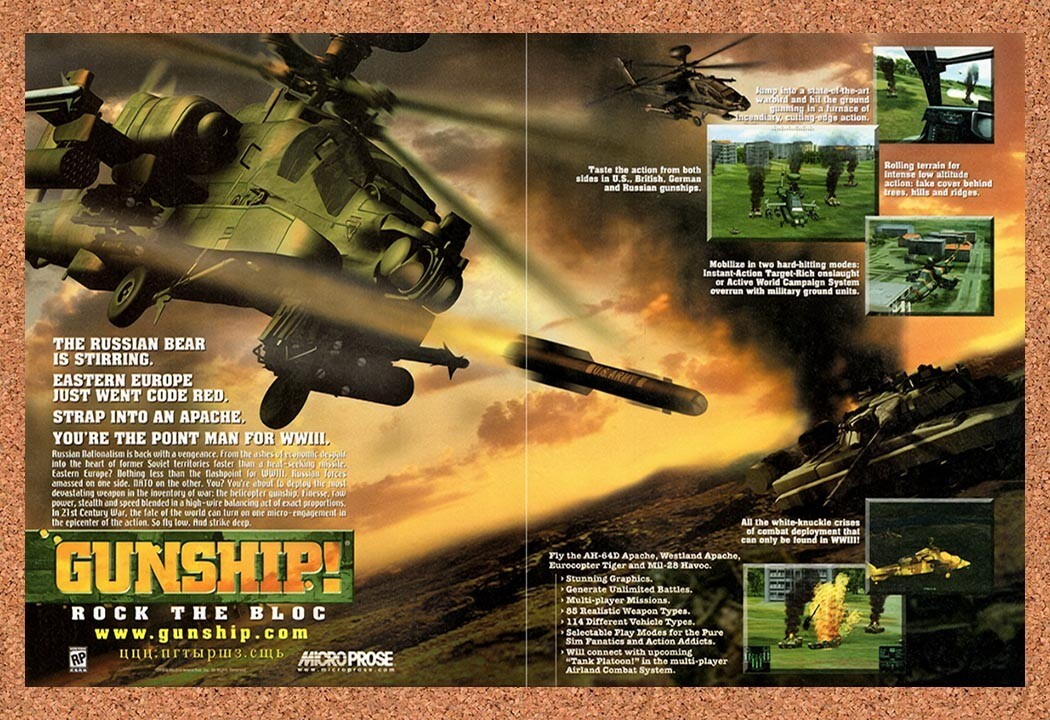 1999 Gunship Rock The Bloc PC Original Advertisement / Retro Wall Art v1