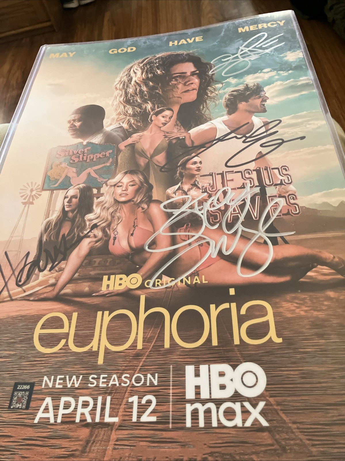 Signed Poster Euphoria Season 3 11x17 Zendaya Jacob Elordi Schaefer Sweeney COA