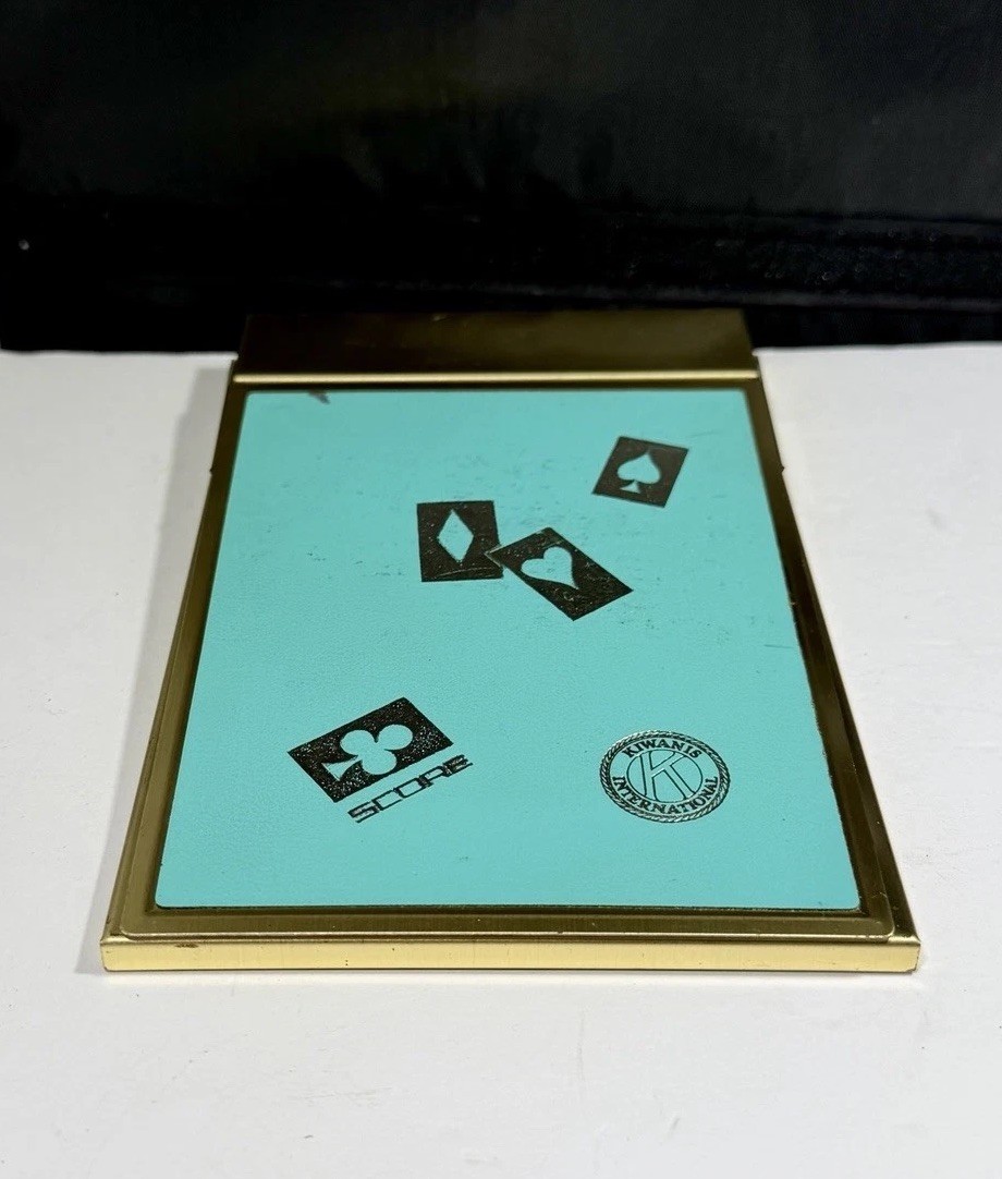 1950s MCM Park Sherman Bridge Score Pad Holder VTG Gold Tone KIWANIS