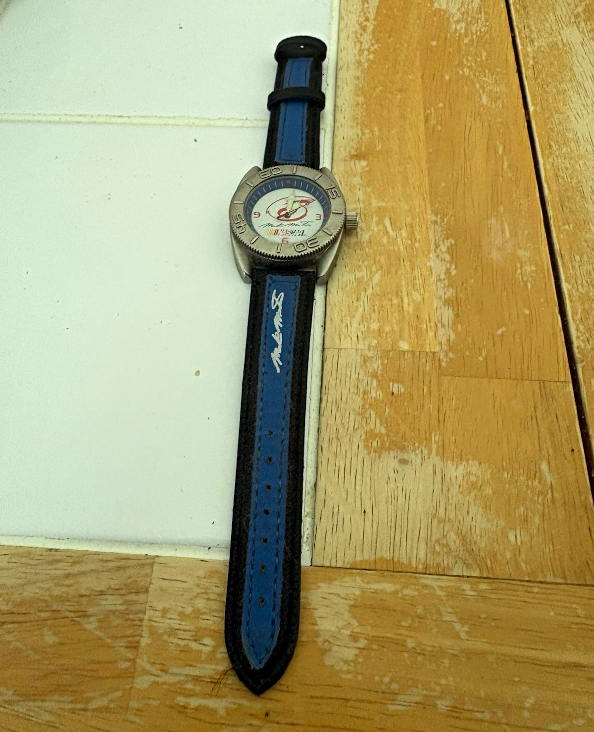 NASCAR 1998 Collectible Wristwatch Blue/Black Strap Stainless Steel Back