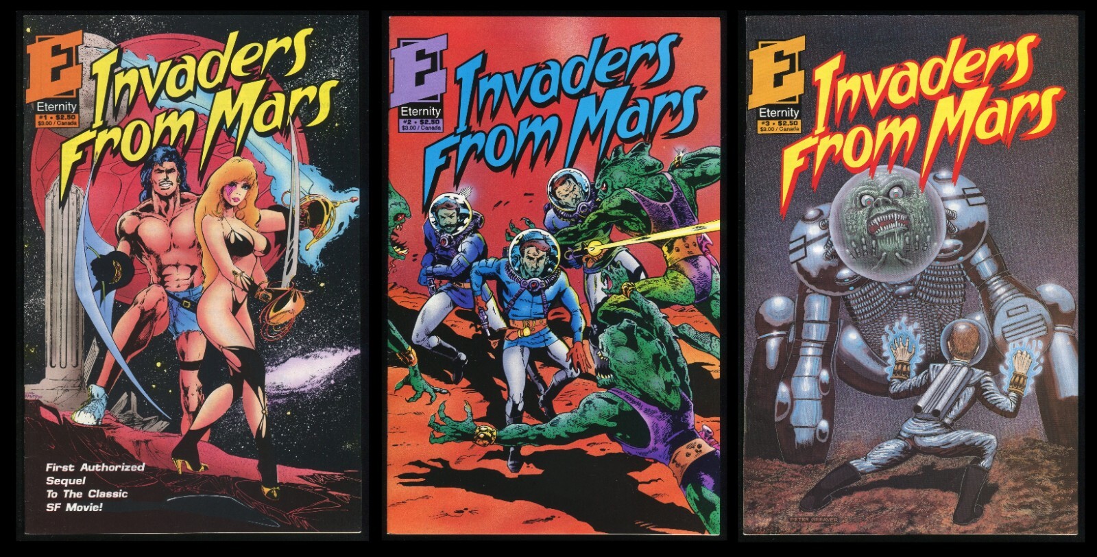 Invaders from Mars Book II Comic Set 1-2-3 Lot Movie Sequel Invasion UFO Attacks
