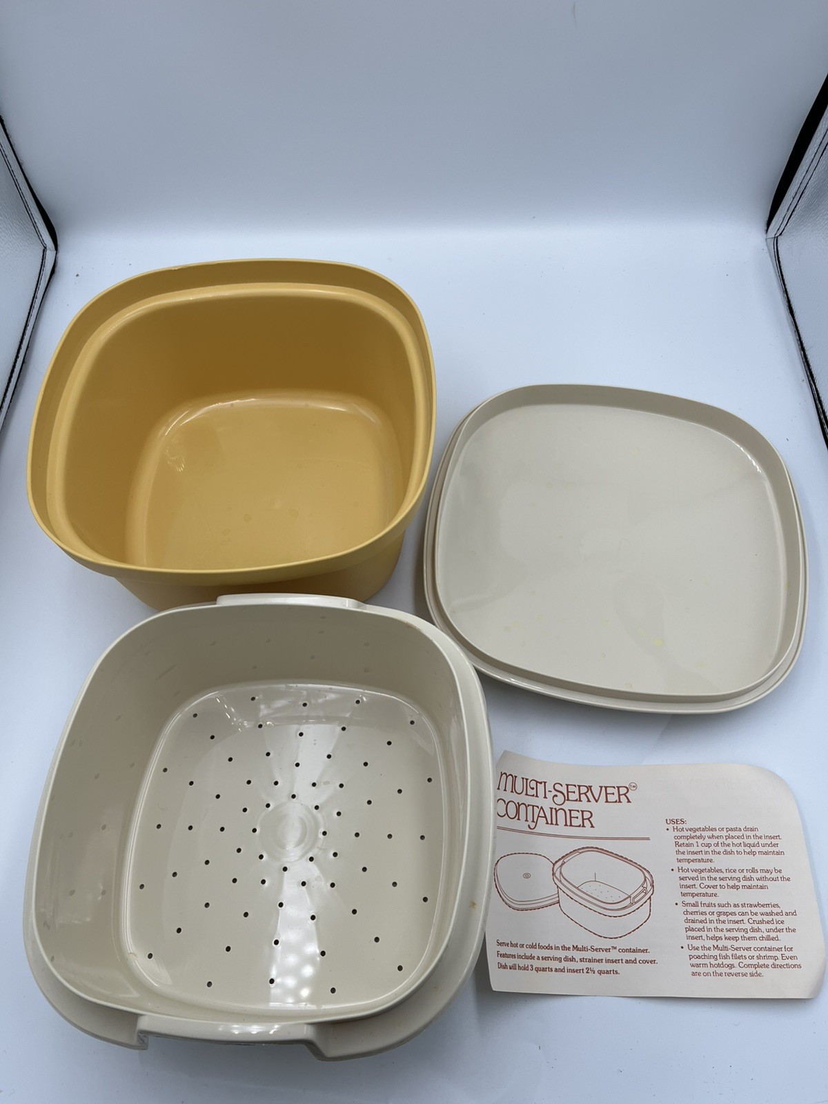 Vintage Tupperware Harvest Gold Multi-Server Container 888-10 With Instructions